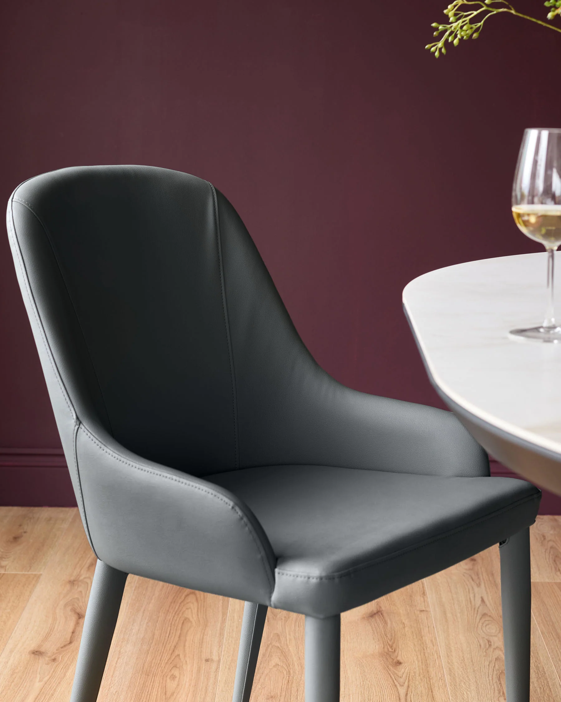 Kyro Dark Grey Faux Leather Dining Chair - Image 6