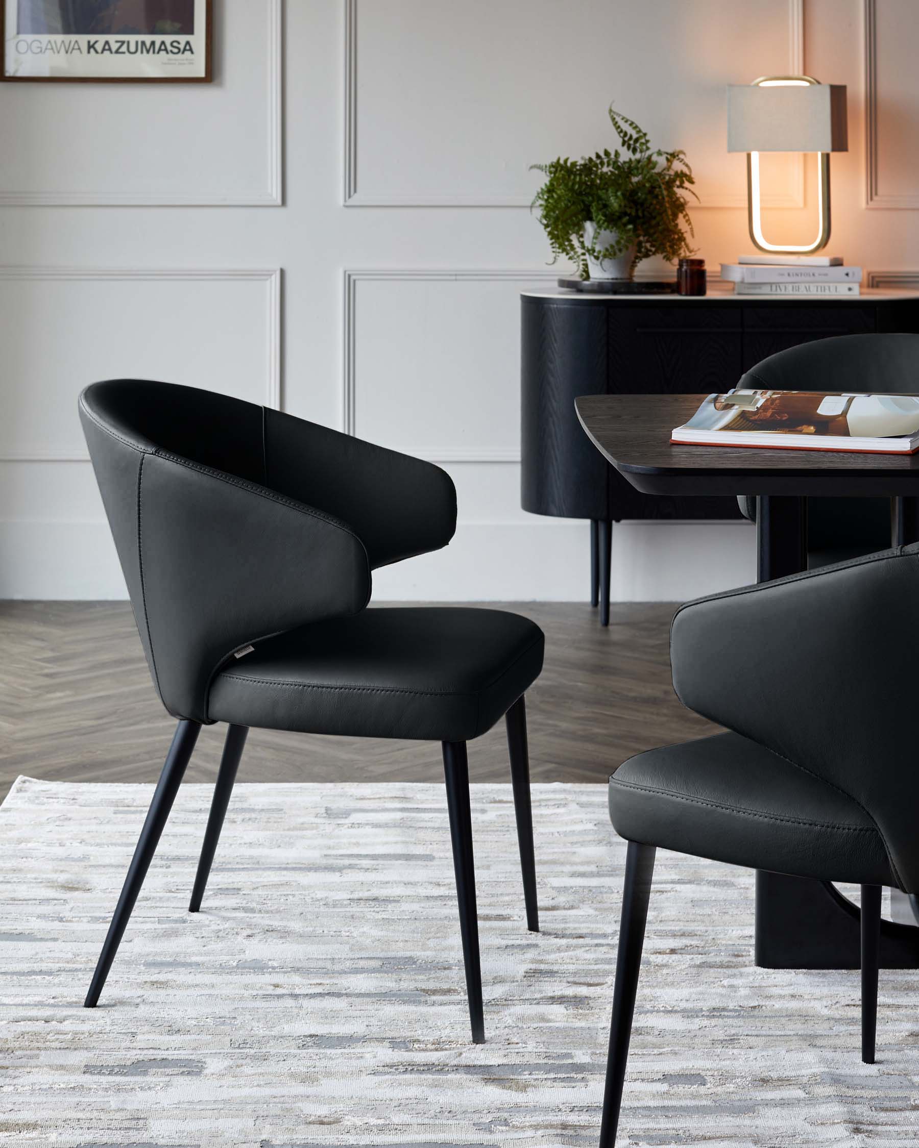 Landon black leather dining chair - Image 2