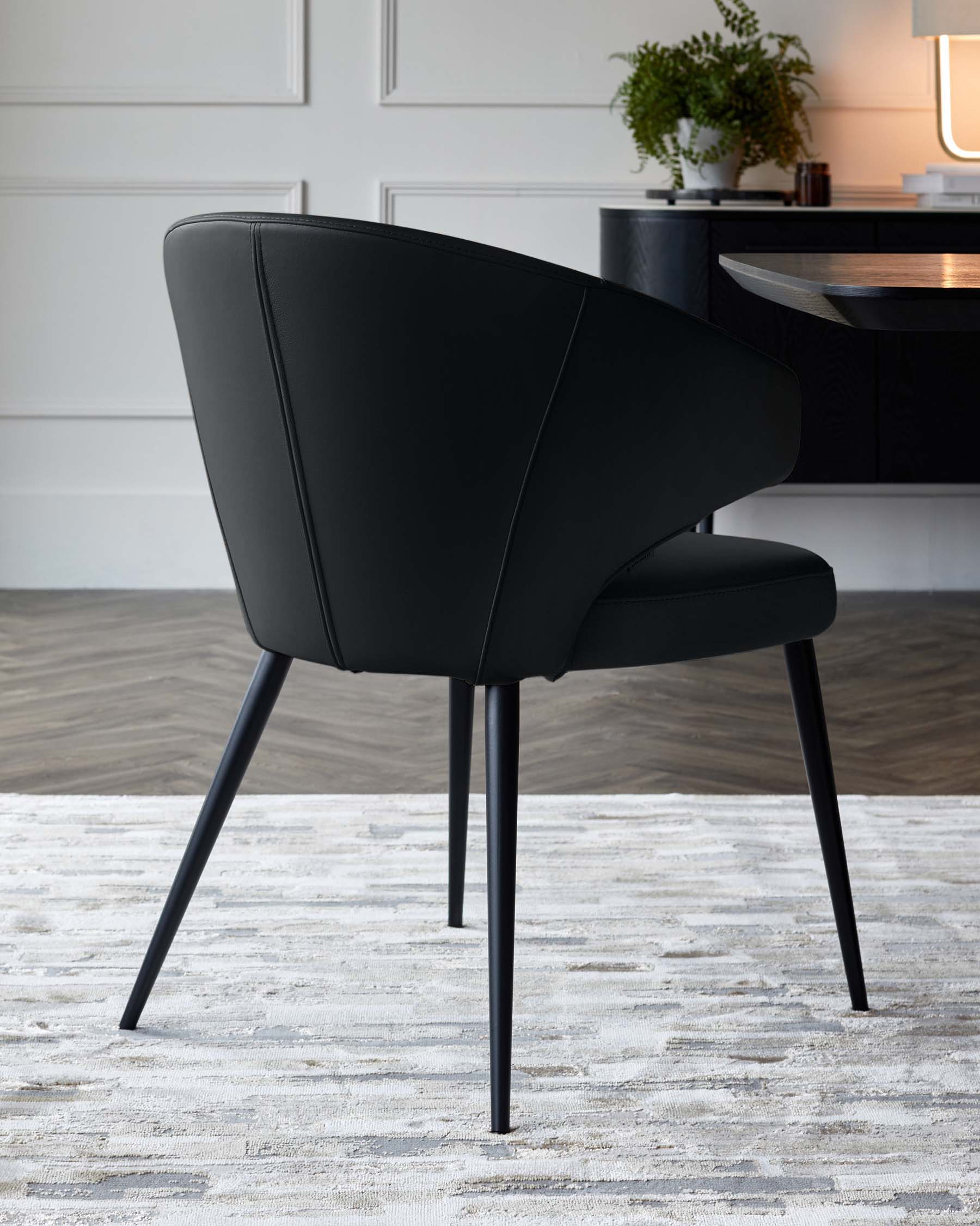 Landon black leather dining chair - Image 3