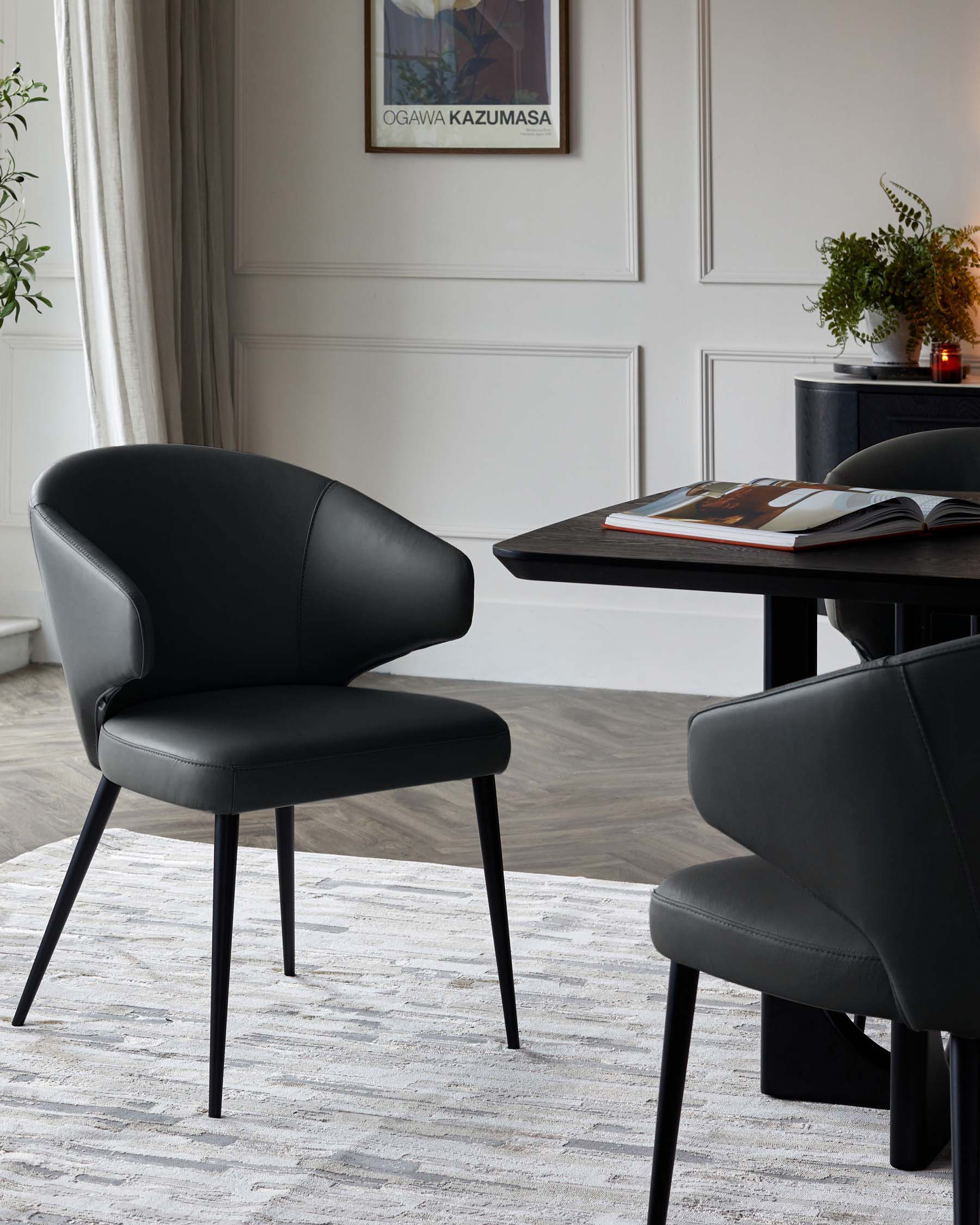 Landon black leather dining chair - Image 4