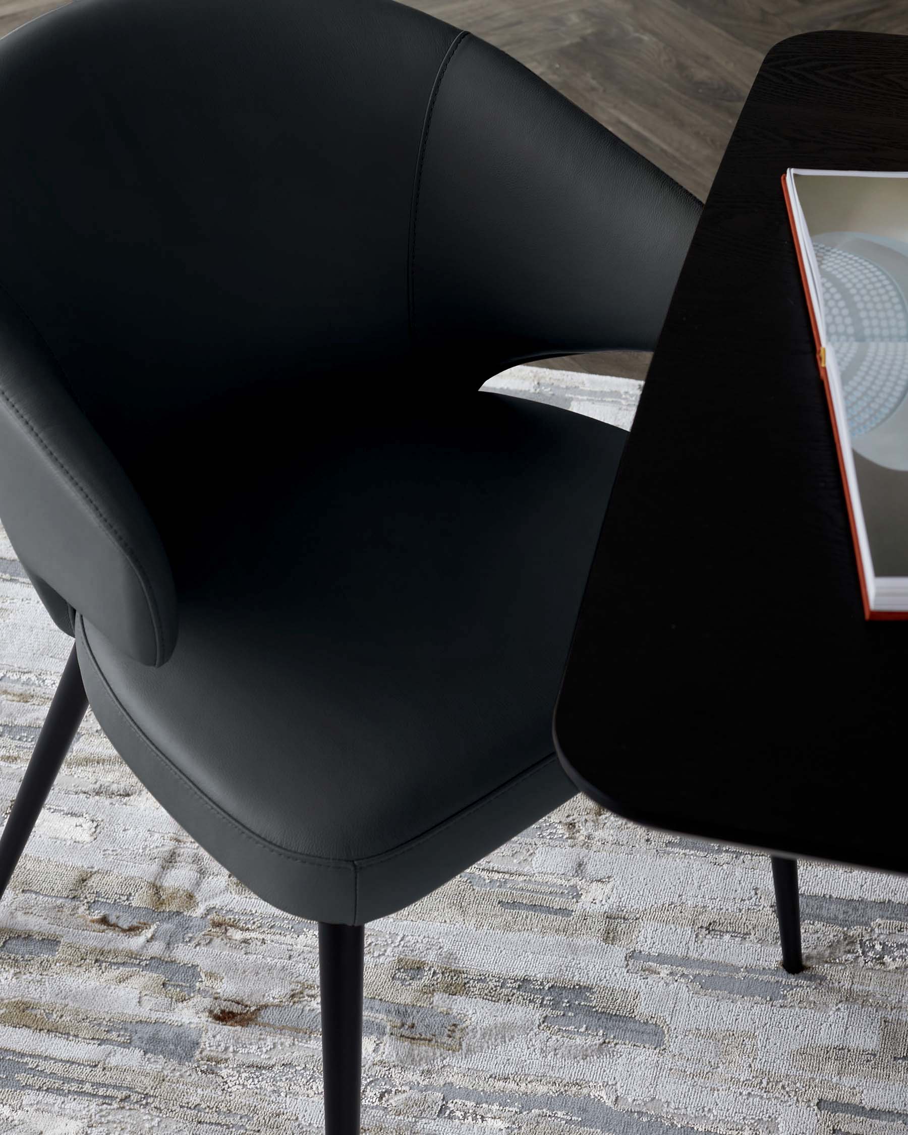 Landon black leather dining chair - Image 5
