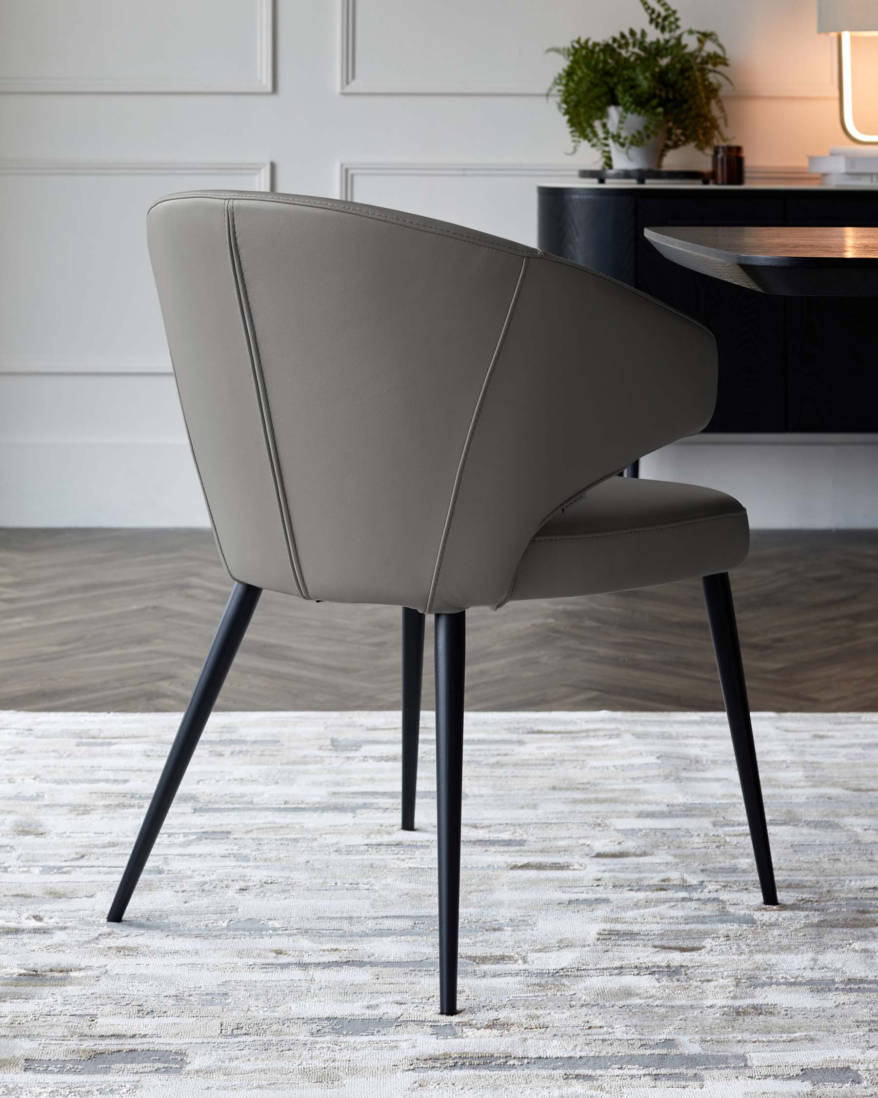 Landon Dark Grey Leather Dining Chair - Image 3