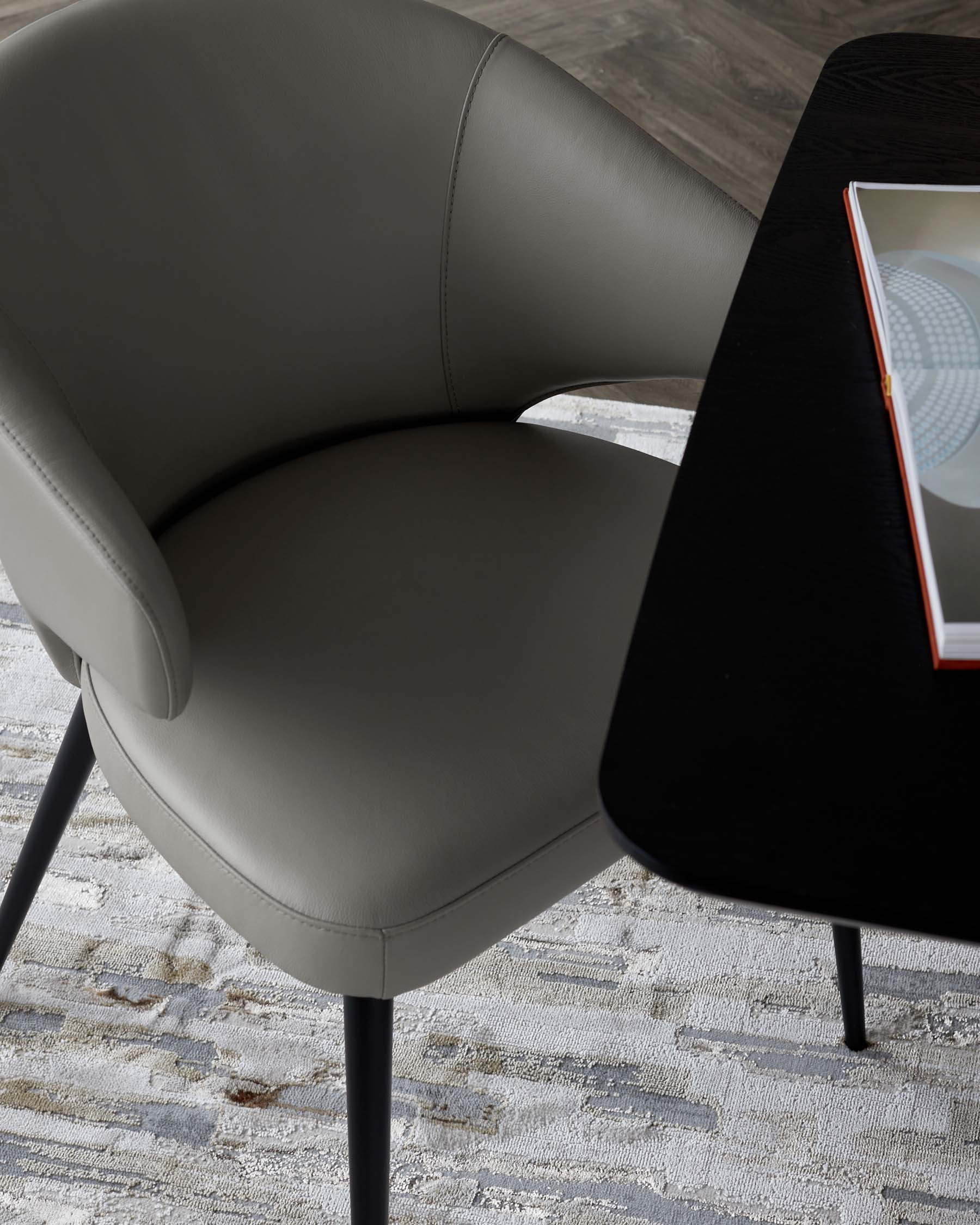 Landon Dark Grey Leather Dining Chair - Image 4