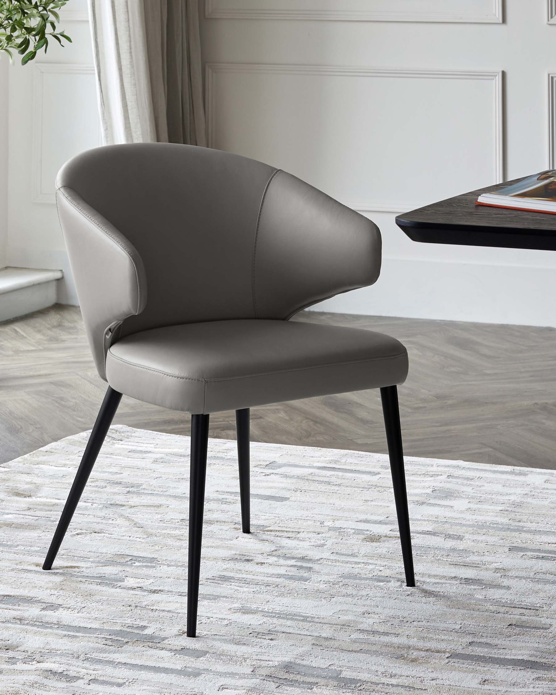 Landon Dark Grey Leather Dining Chair - Image 5