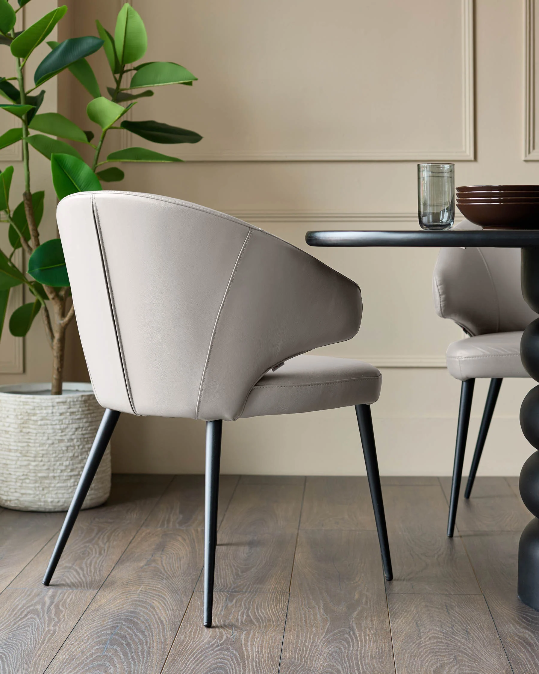 Landon Light Grey Leather Dining Chair - Image 3