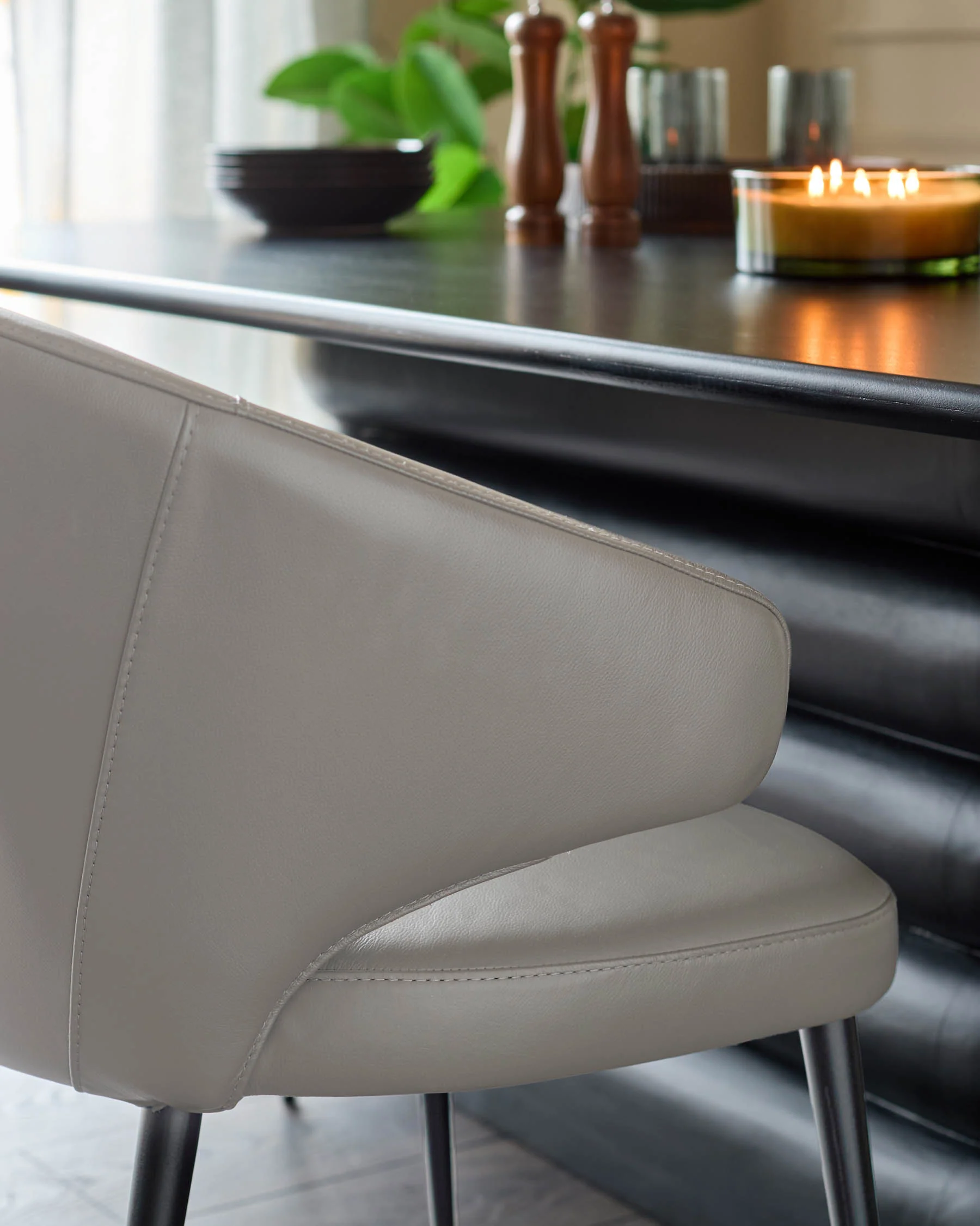 Landon Light Grey Leather Dining Chair - Image 4