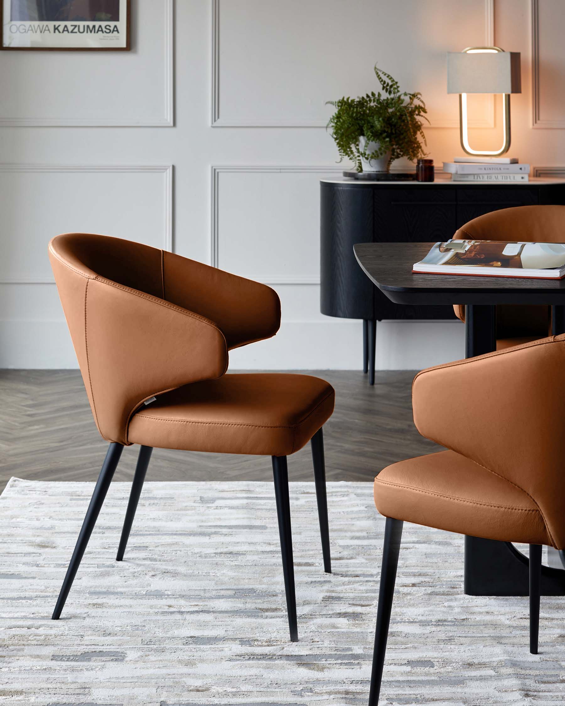 Landon tan leather dining chair - Image 4