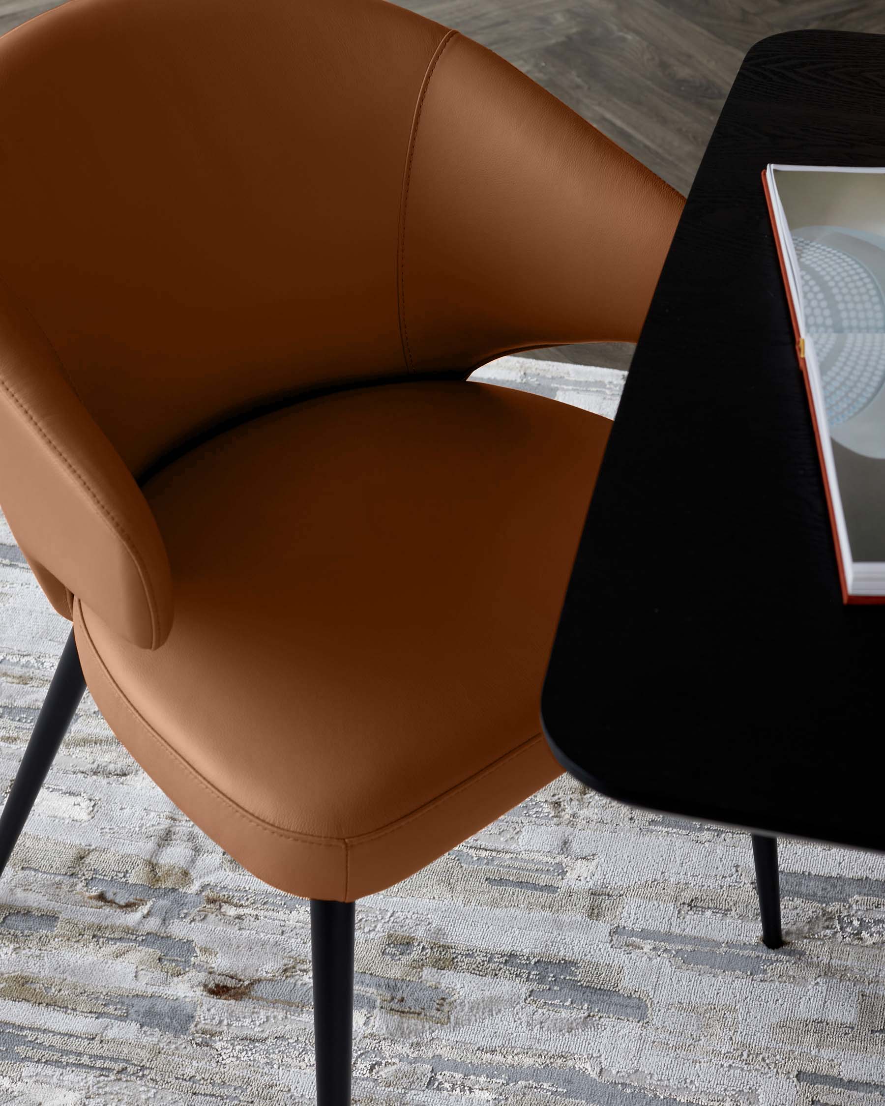 Landon tan leather dining chair - Image 5