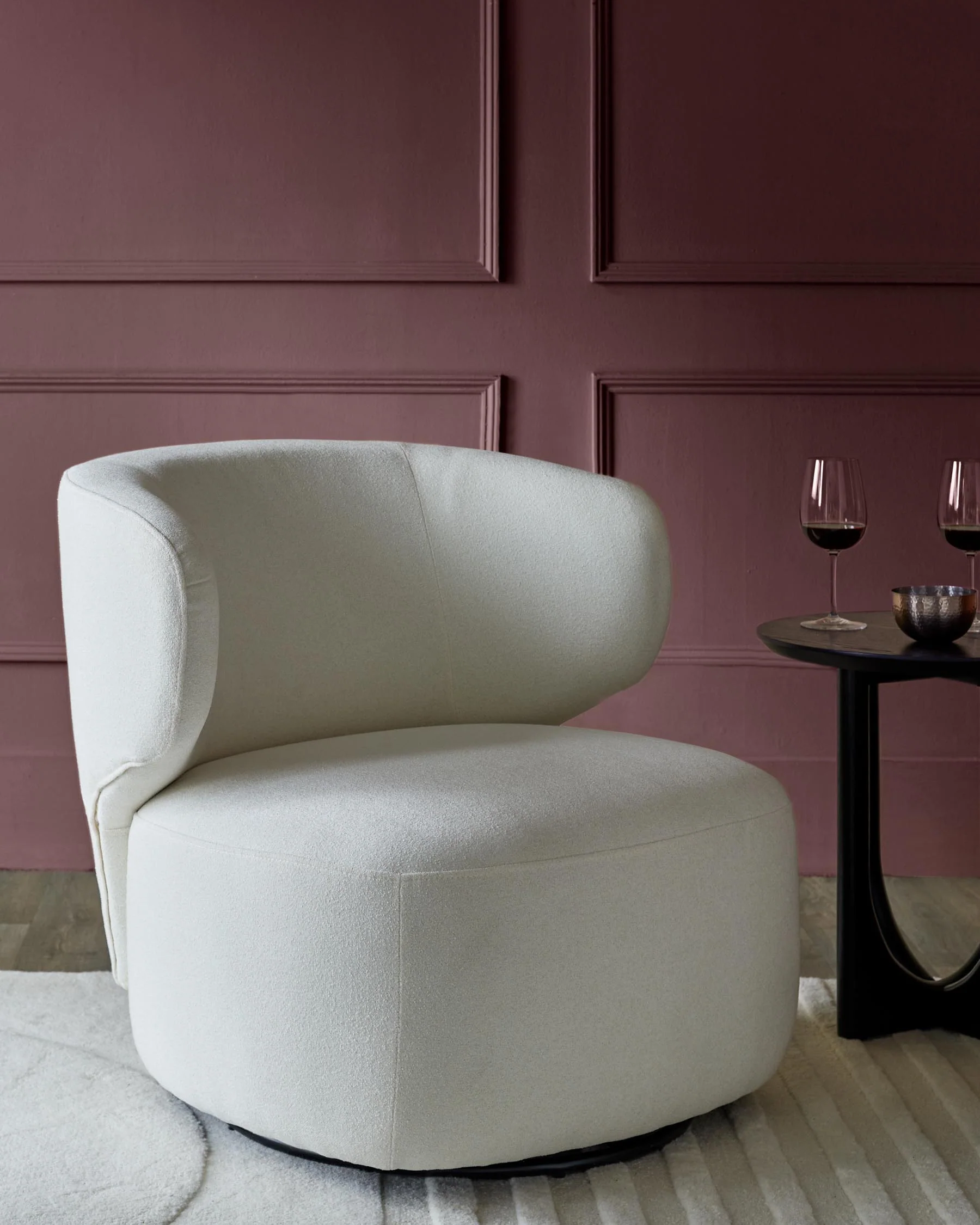 Landon ivory boucle swivel accent chair