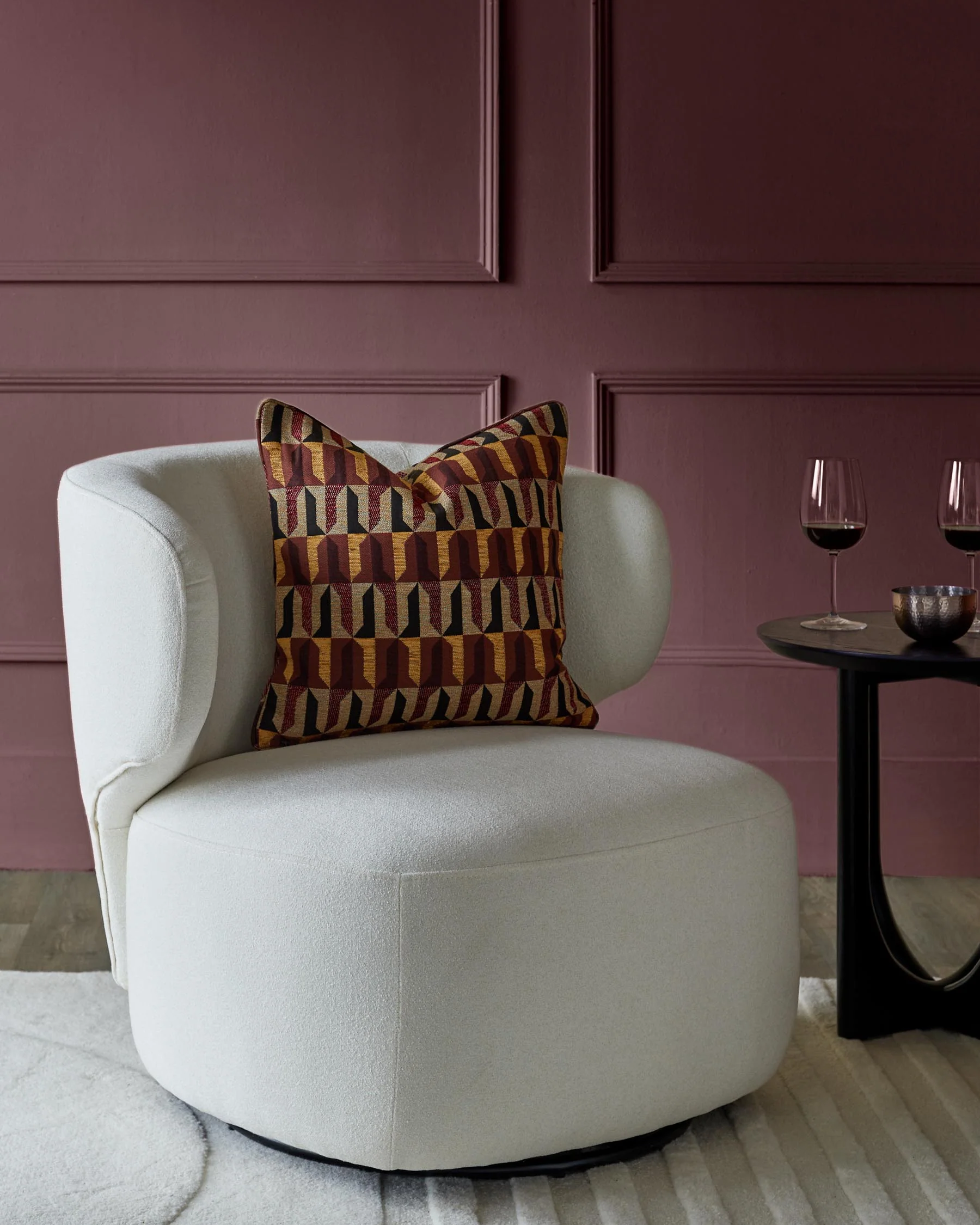 Landon ivory boucle swivel accent chair - Image 2