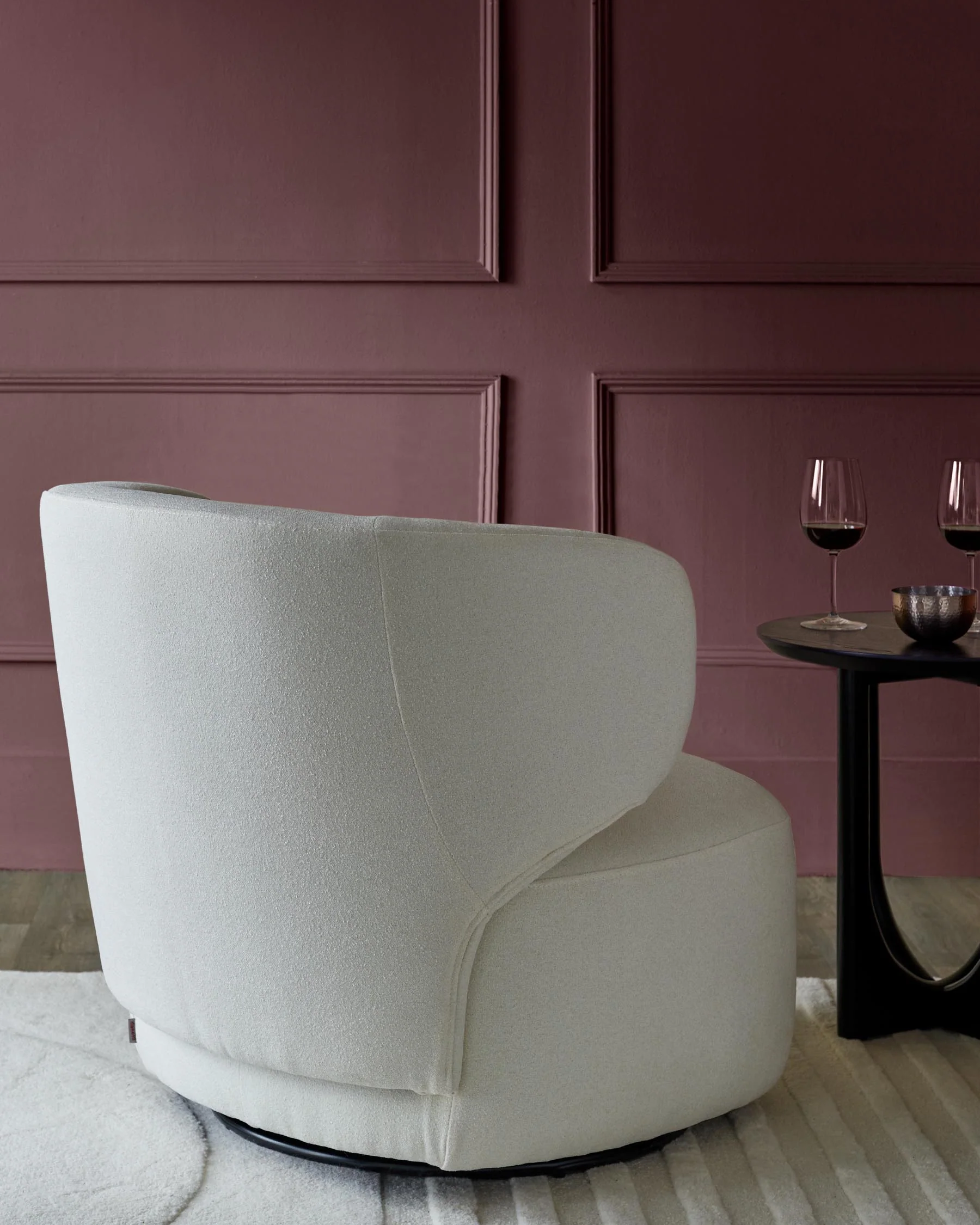 Landon ivory boucle swivel accent chair - Image 4
