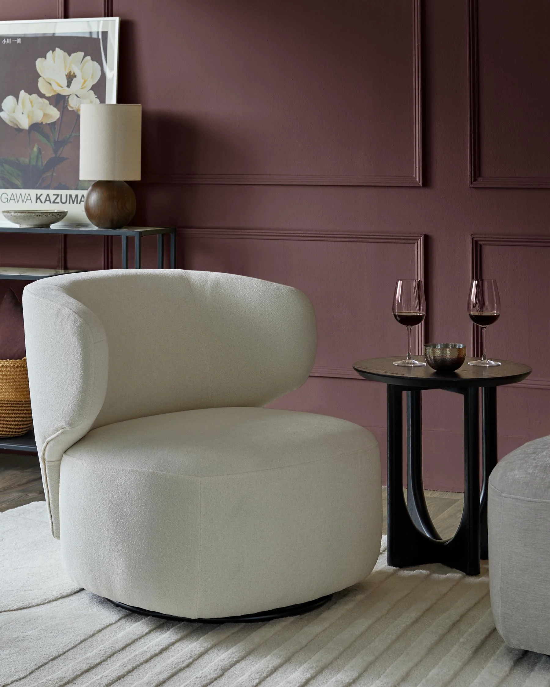 Landon ivory boucle swivel accent chair - Image 6