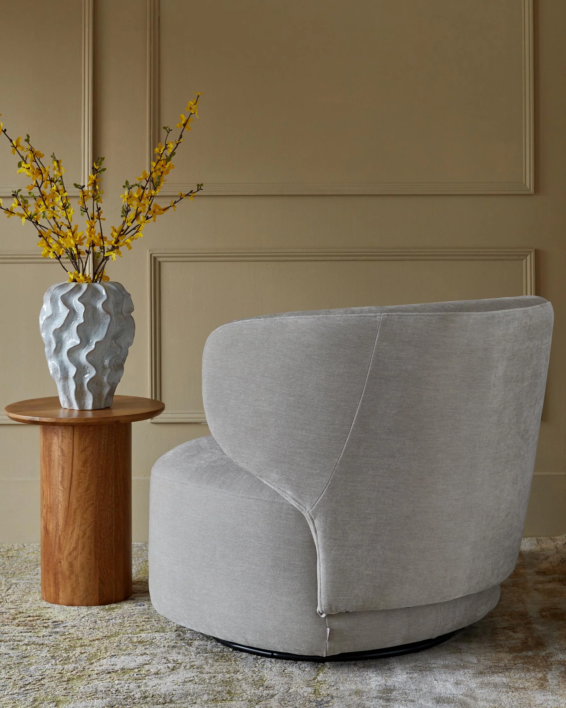 Landon light grey fabric swivel accent chair - Image 2