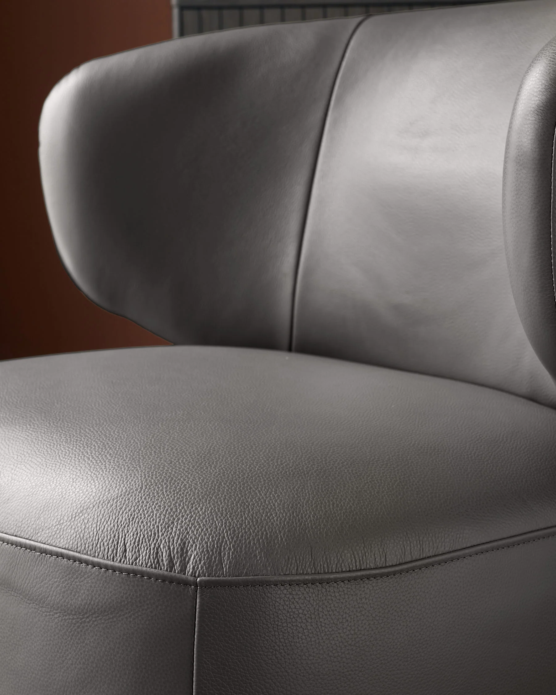 Landon dark grey leather swivel accent chair - Image 3