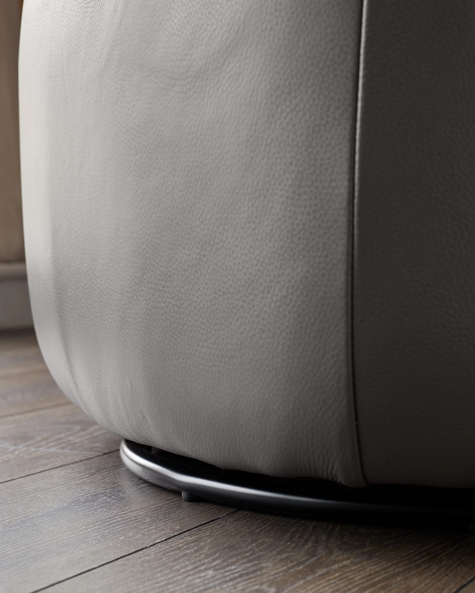 Landon dark grey leather swivel accent chair - Image 6