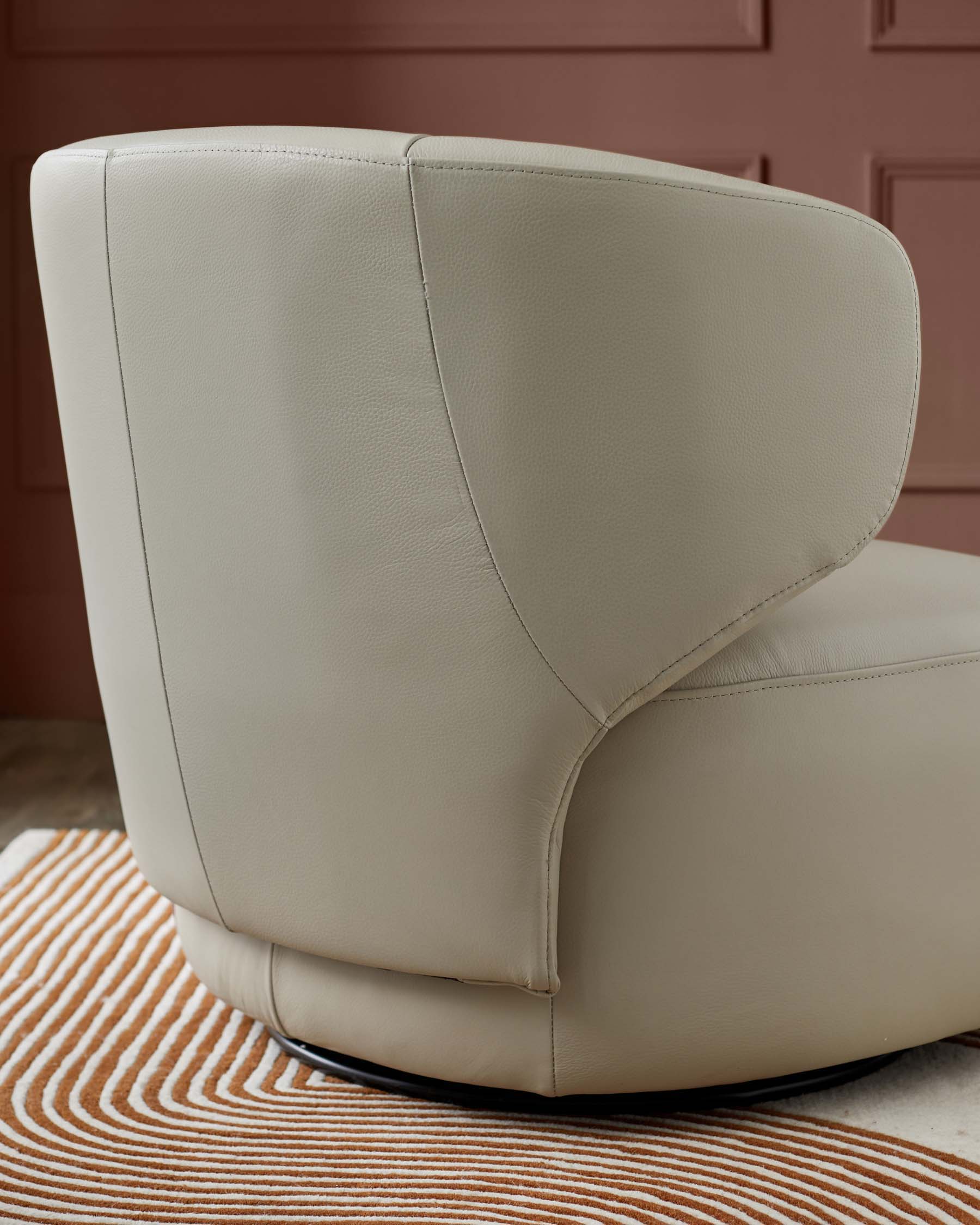Landon natural grey leather swivel accent chair - Image 6