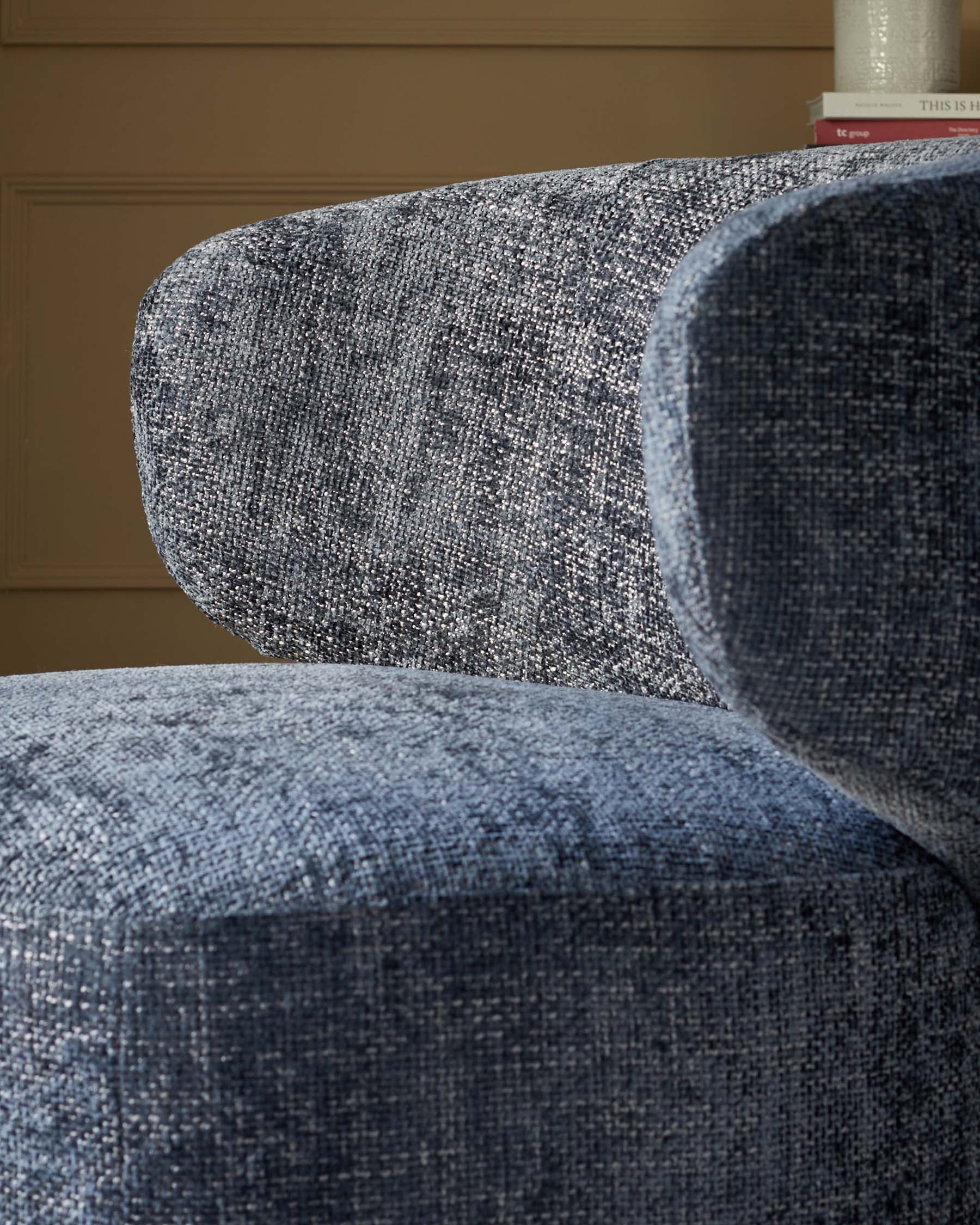 Landon dark blue fabric swivel accent chair - Image 3