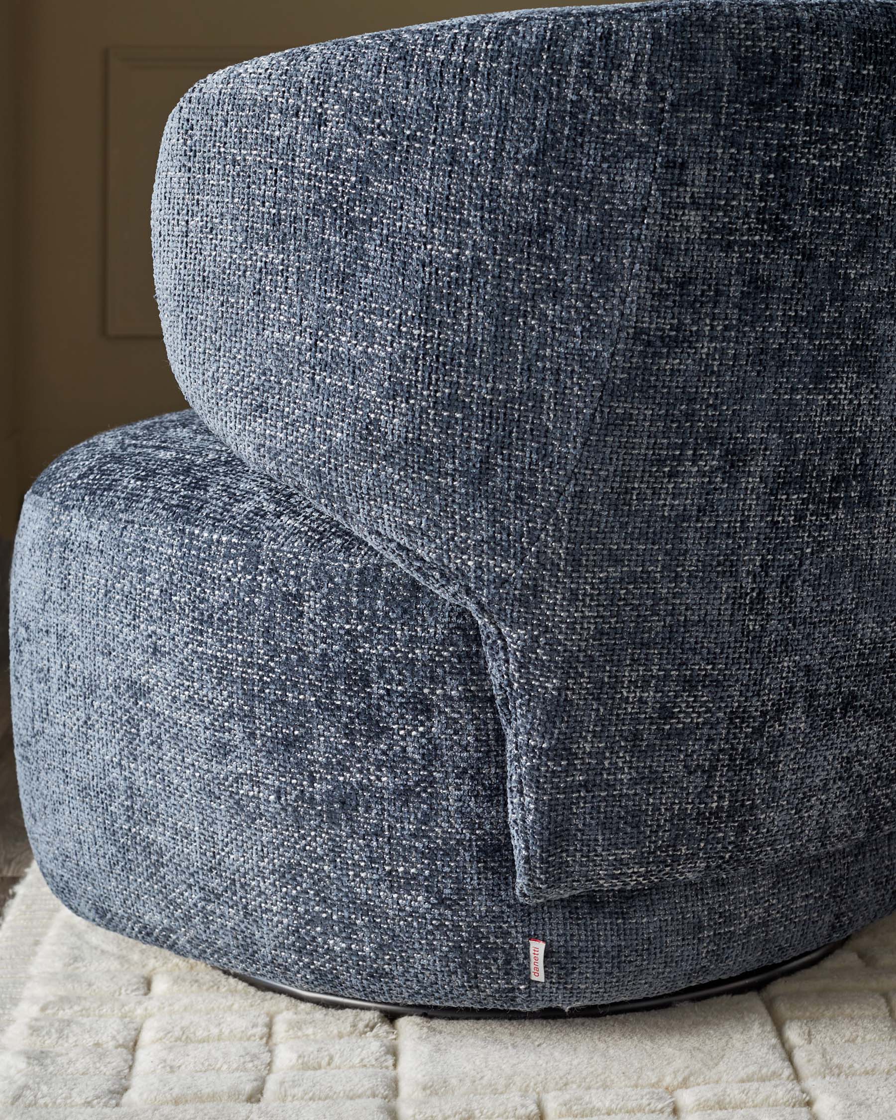 Landon dark blue fabric swivel accent chair - Image 5