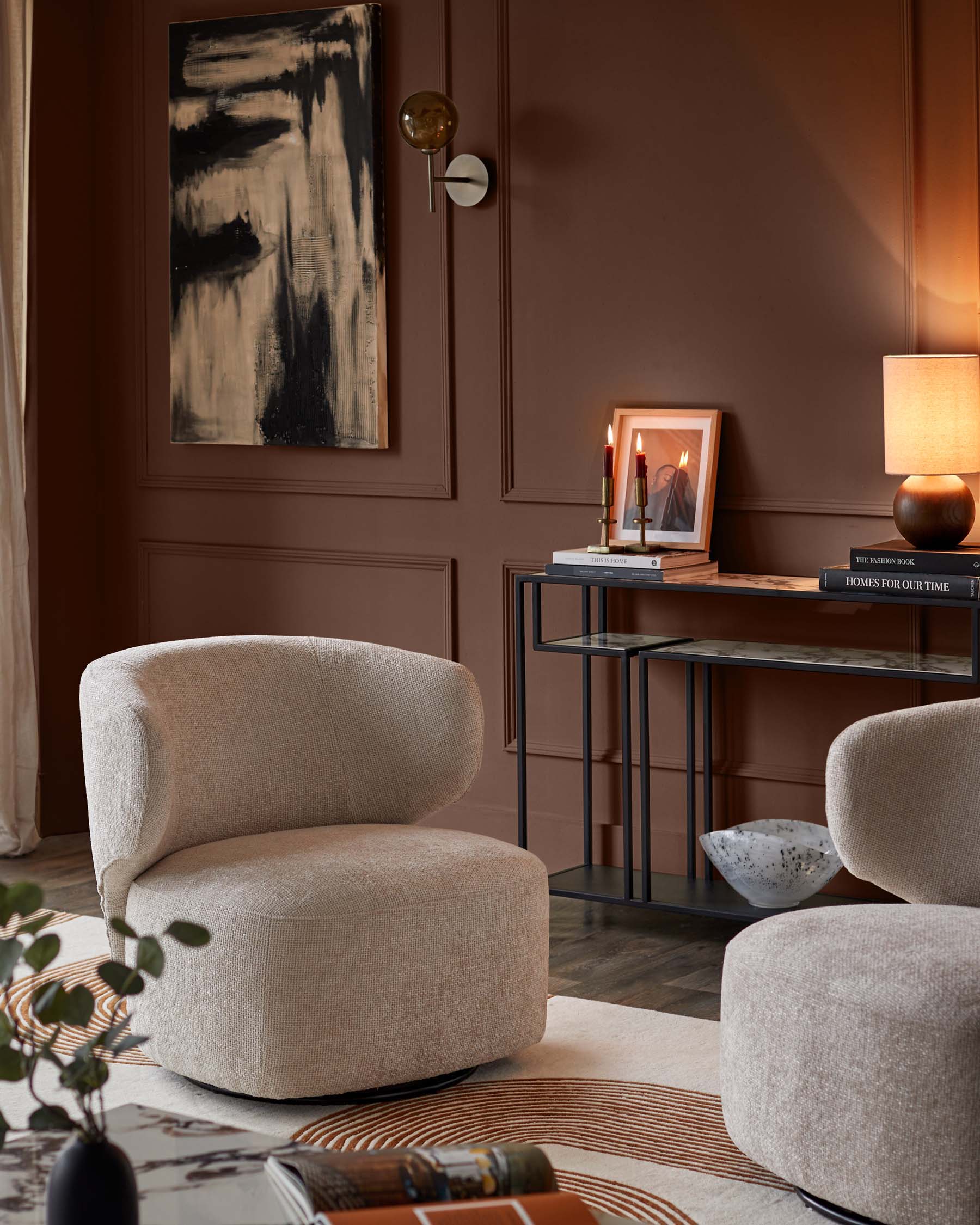 Landon natural fabric swivel accent chair - Image 3