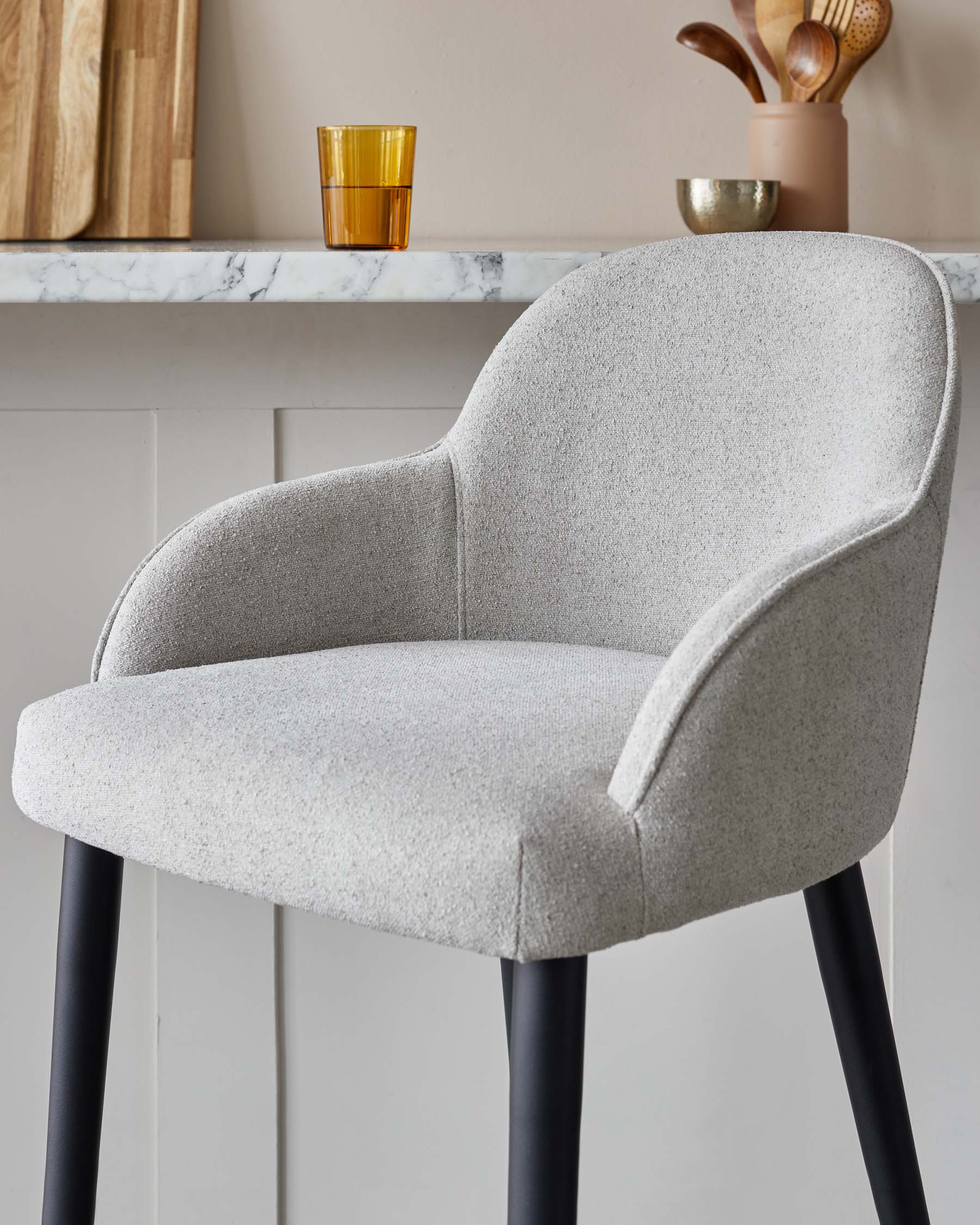 Lani Light Grey Boucle and Black Metal Bar Stool - Image 7