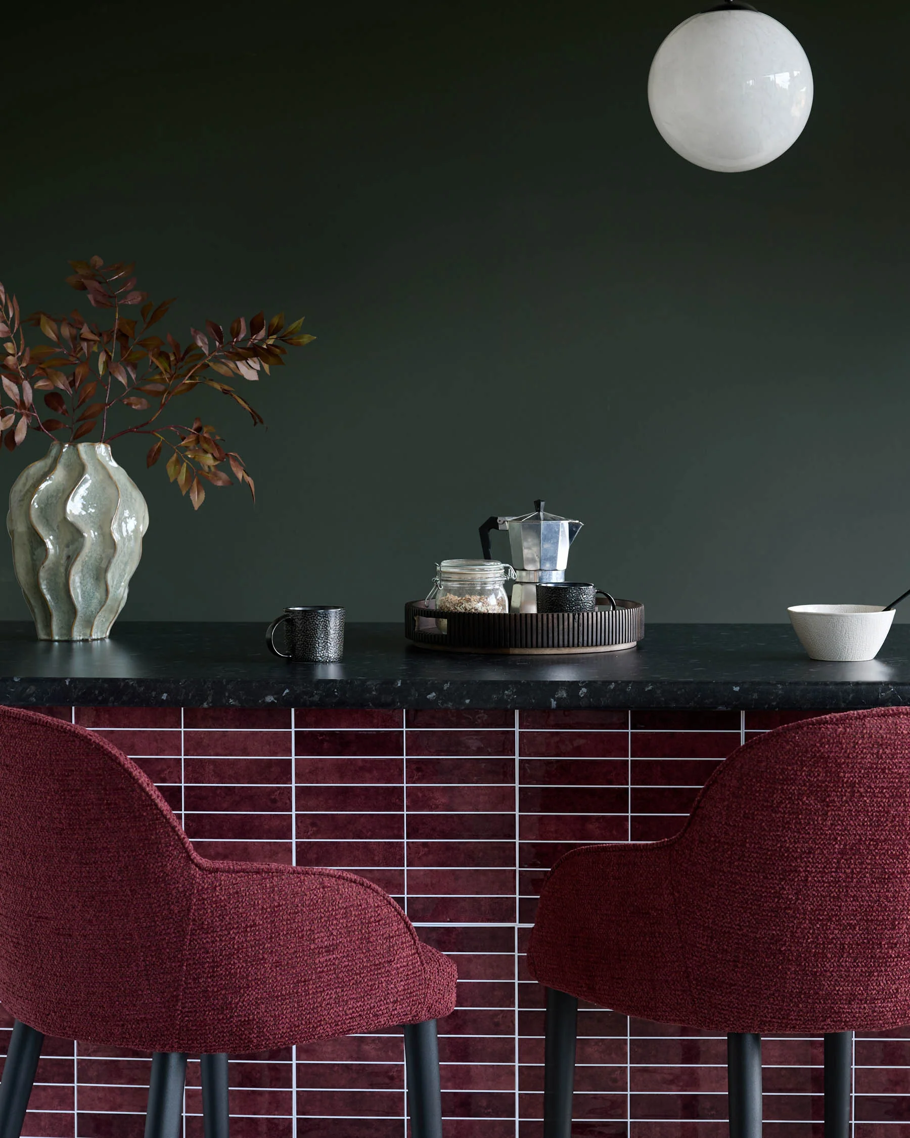 Lani berry red chunky fabric bar stool - Image 8