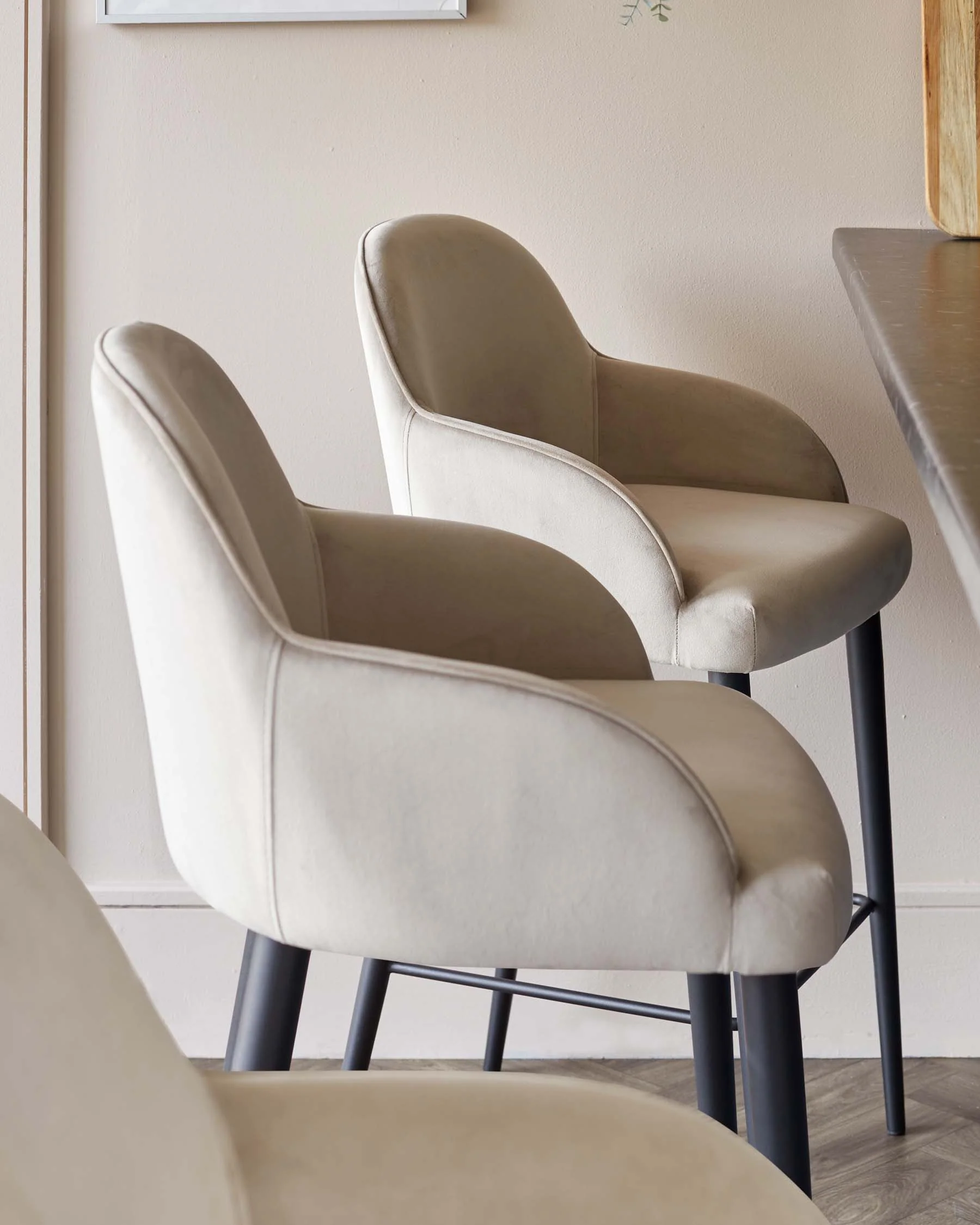 Lani Champagne Velvet Black Metal Bar Stool - Image 3