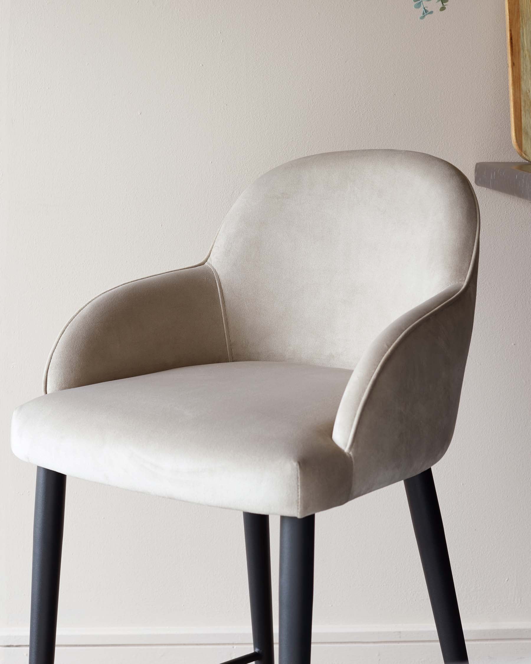 Lani Champagne Velvet Black Metal Bar Stool - Image 5