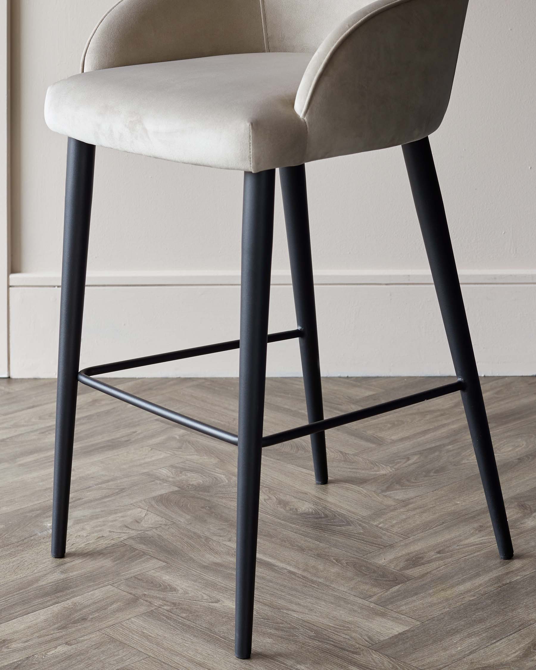 Lani Champagne Velvet Black Metal Bar Stool - Image 6