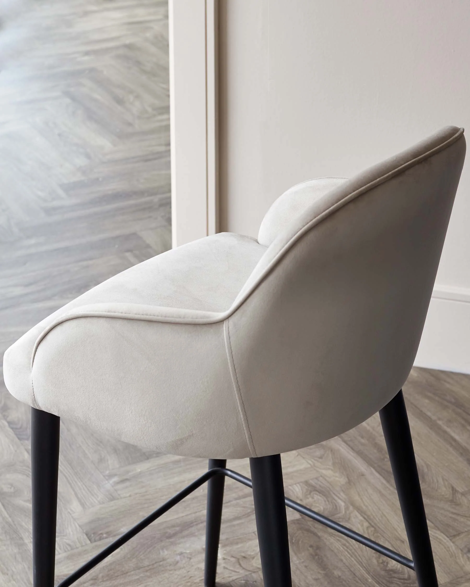Lani Champagne Velvet Black Metal Bar Stool - Image 7
