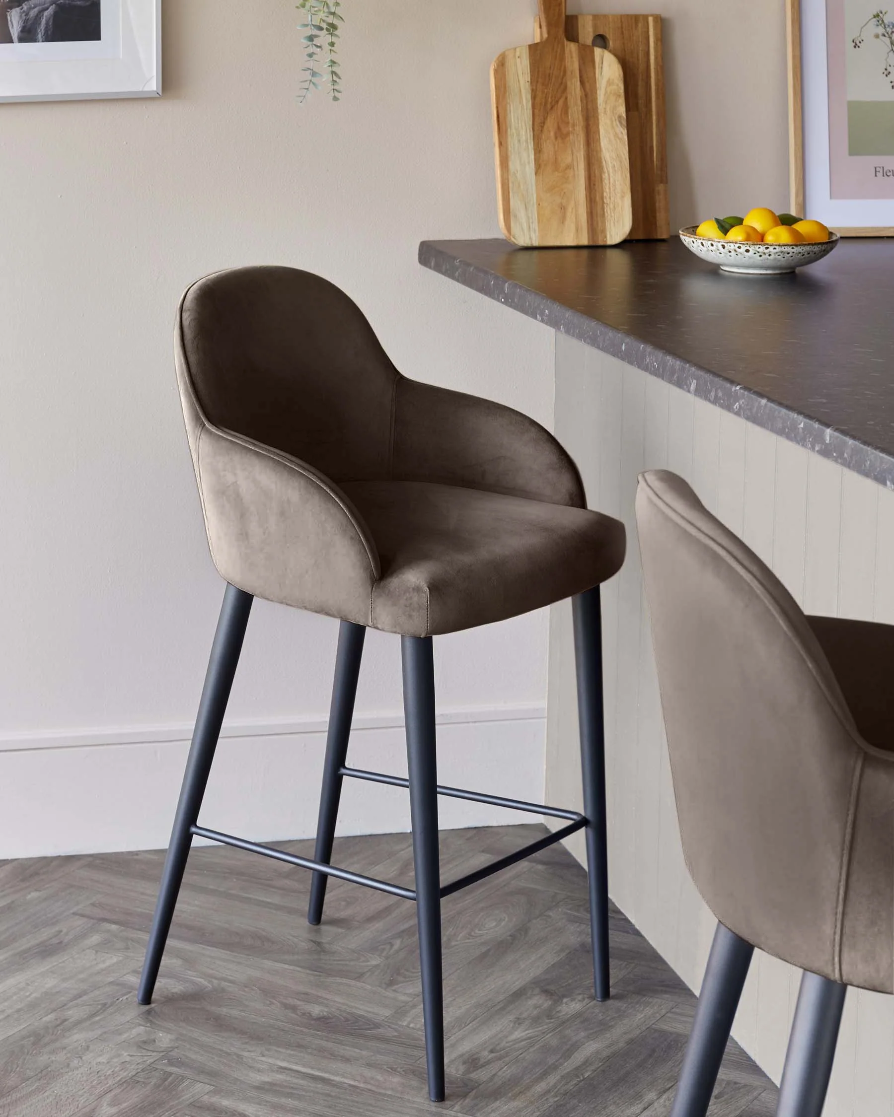 Lani mocha velvet bar stool