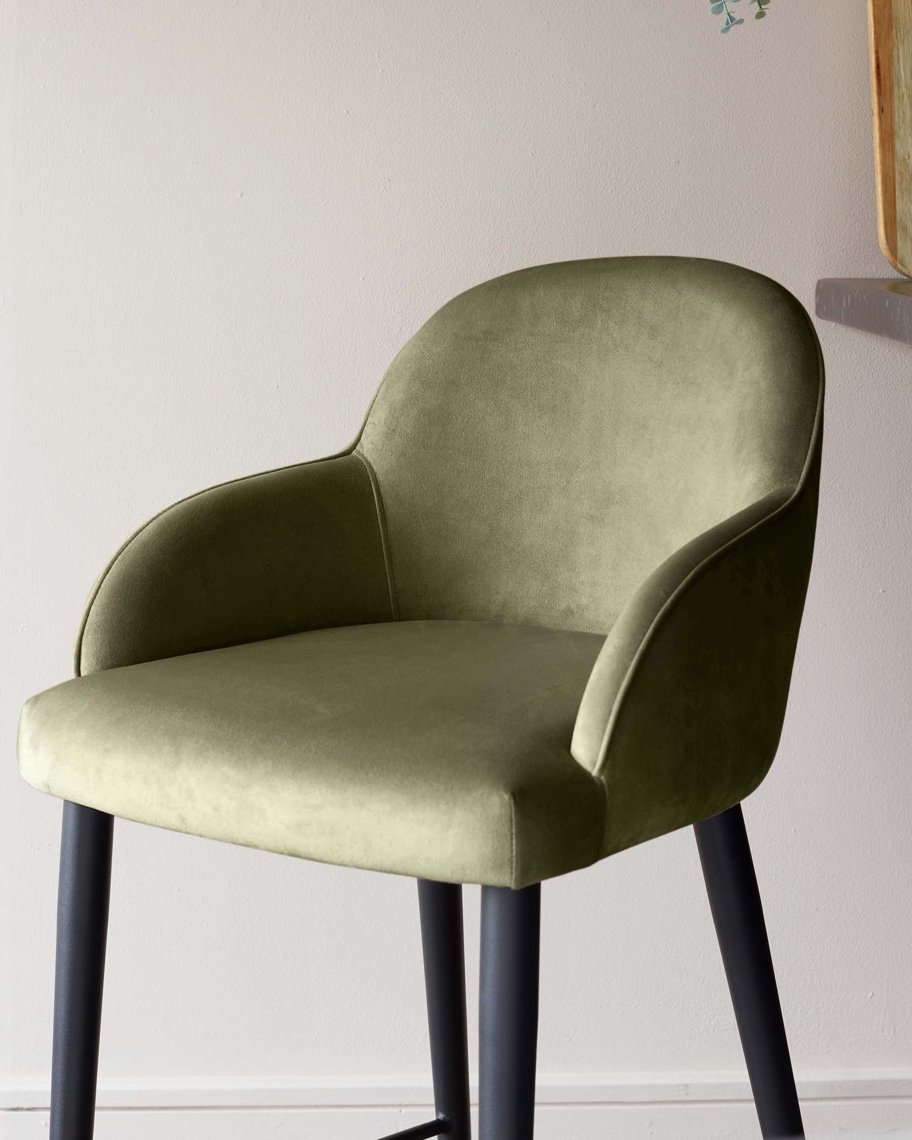 Lani olive green velvet bar stool - Image 2