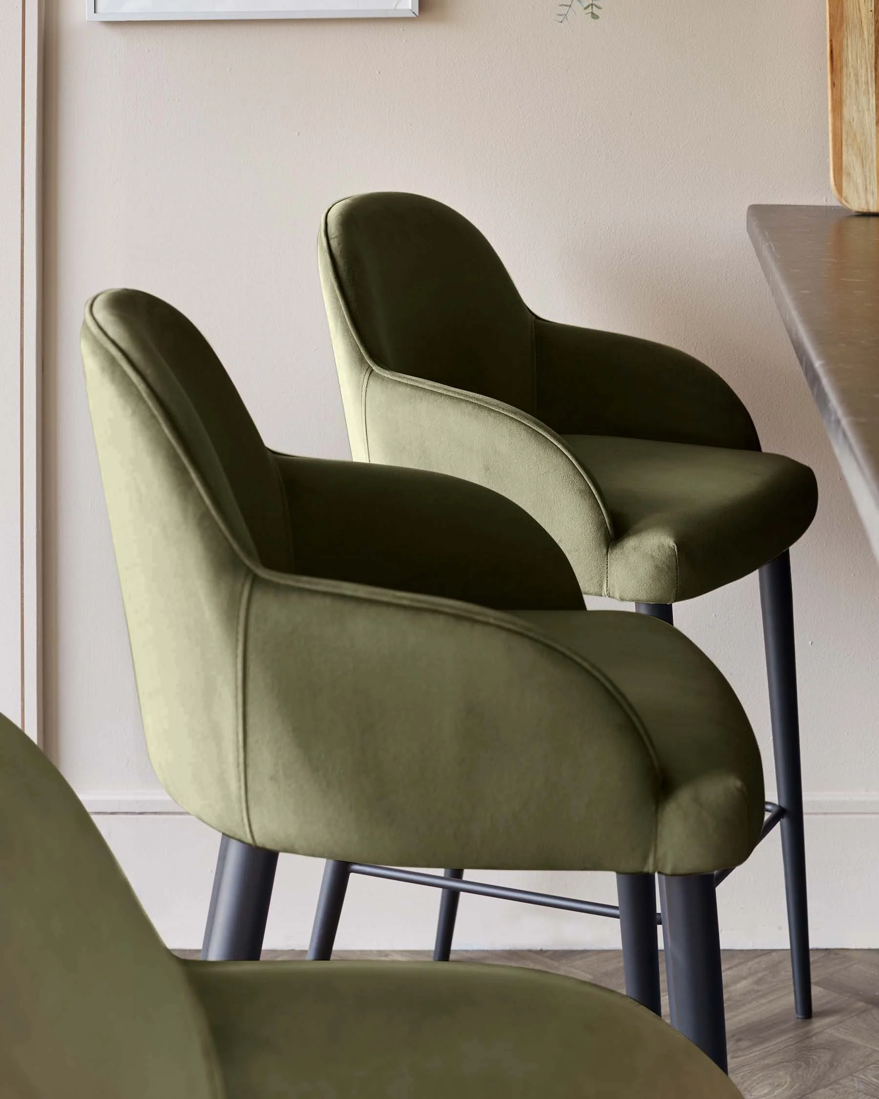 Lani olive green velvet bar stool - Image 3