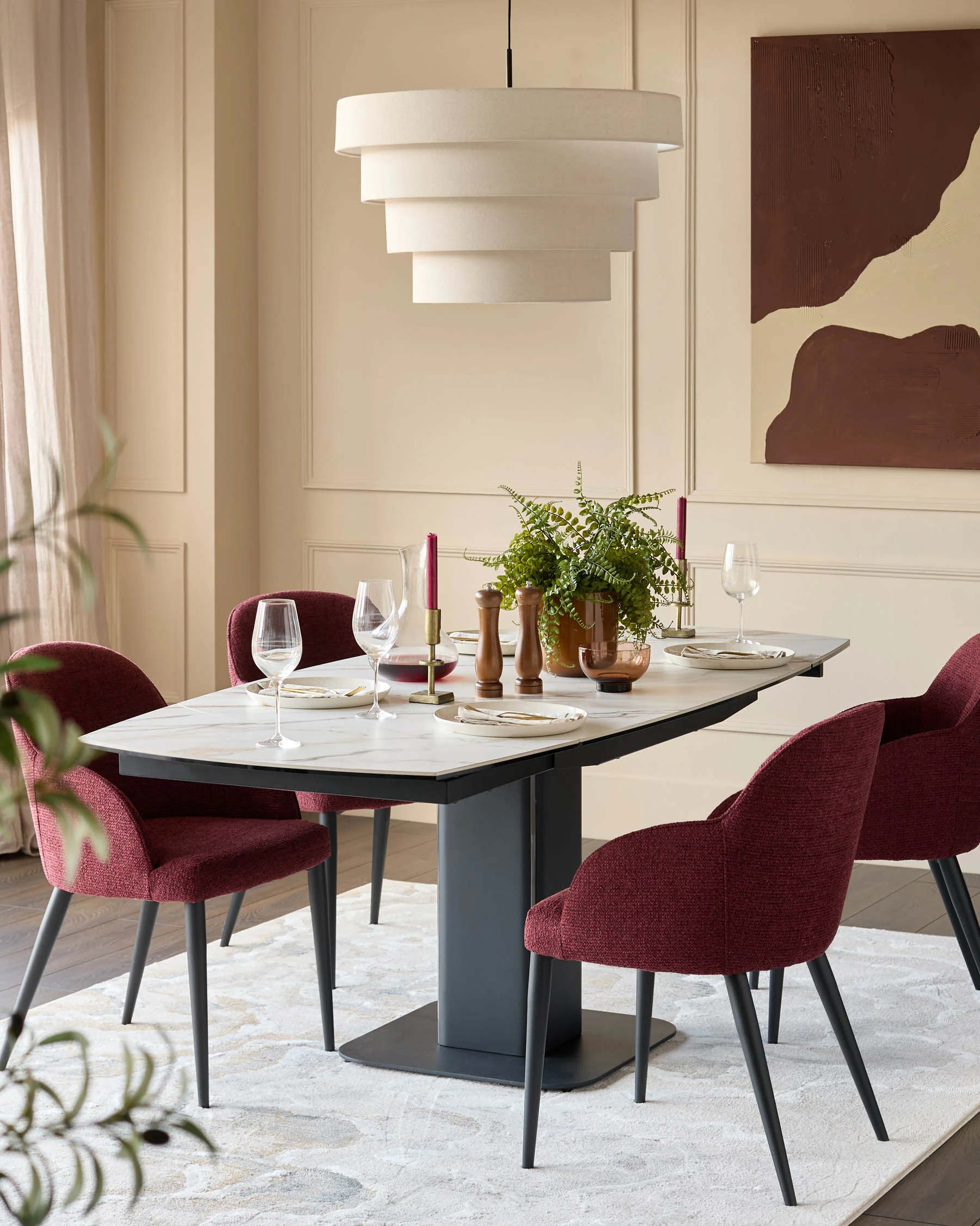 Lani berry red chunky fabric dining chair - Image 2