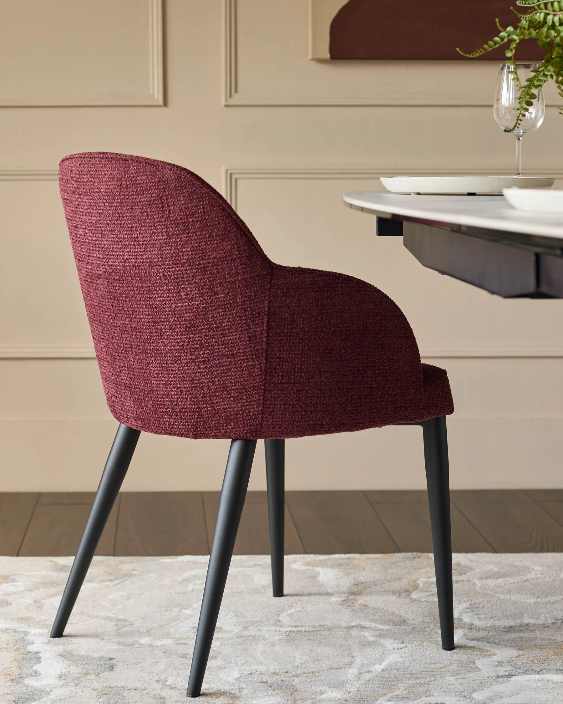 Lani berry red chunky fabric dining chair - Image 3