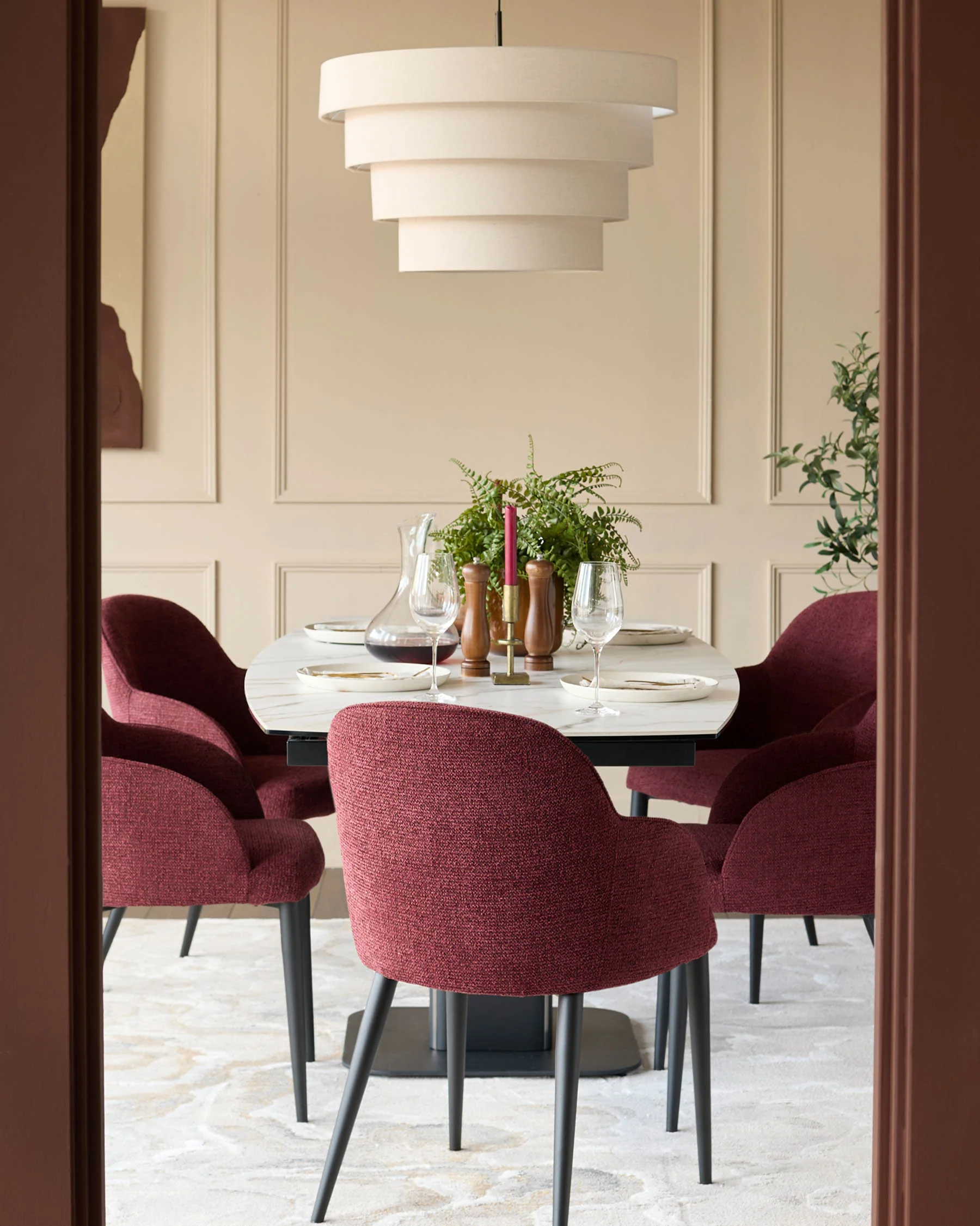 Lani berry red chunky fabric dining chair - Image 5