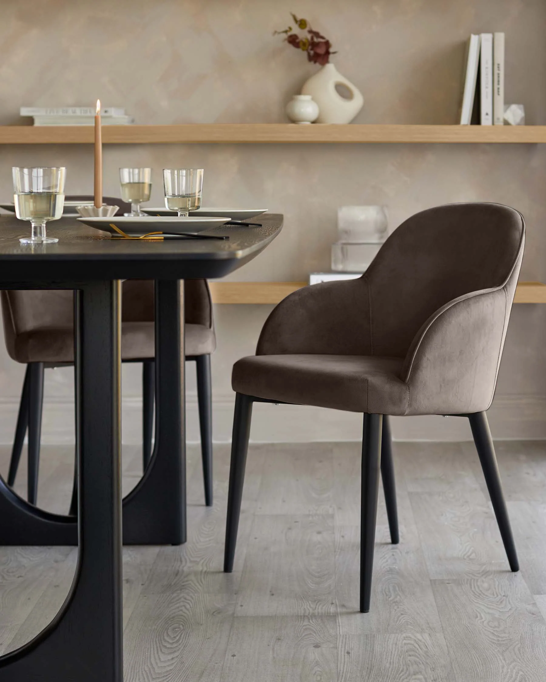 Lani mocha velvet dining chair