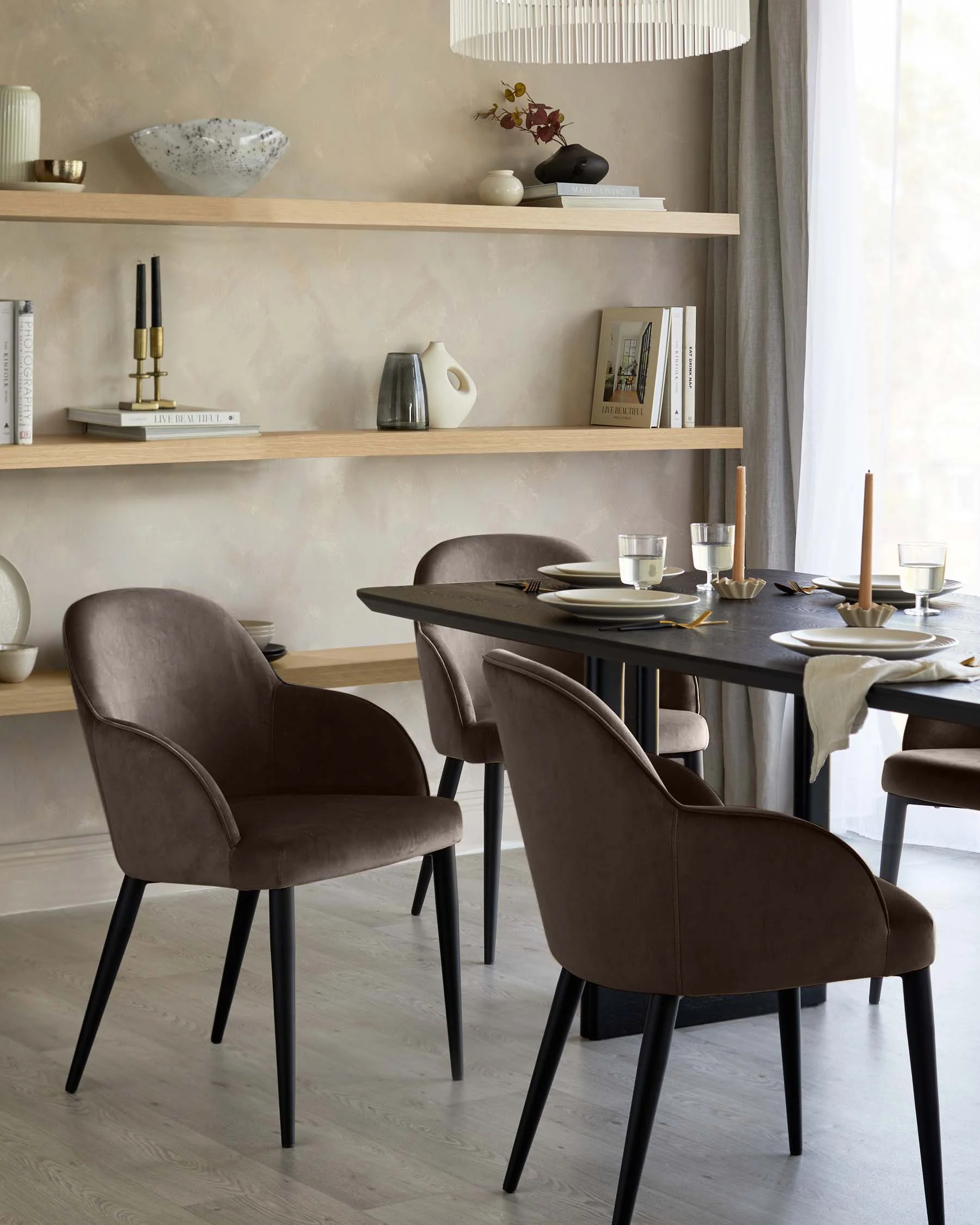 Lani mocha velvet dining chair - Image 2