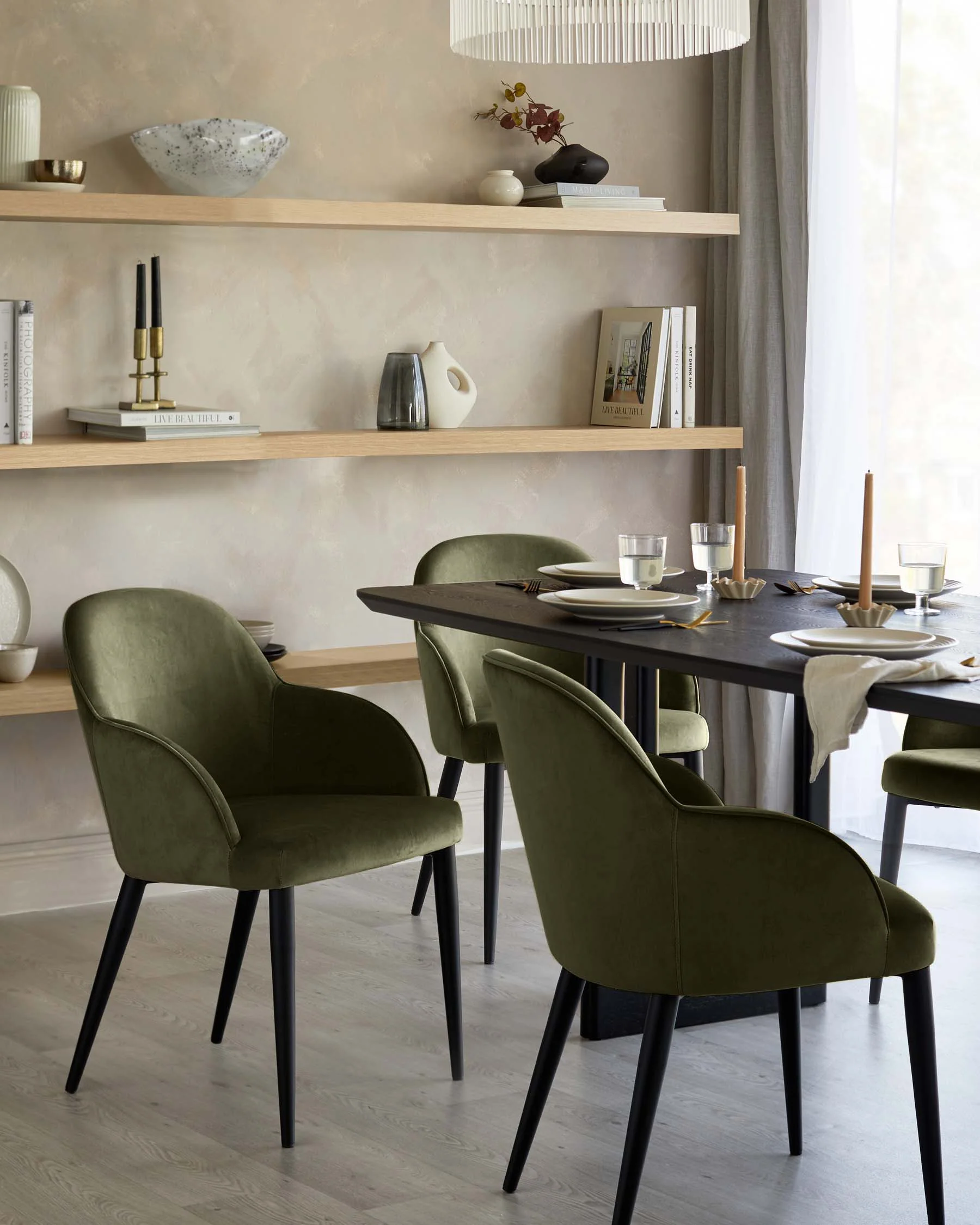Lani olive green velvet dining chair - Image 2