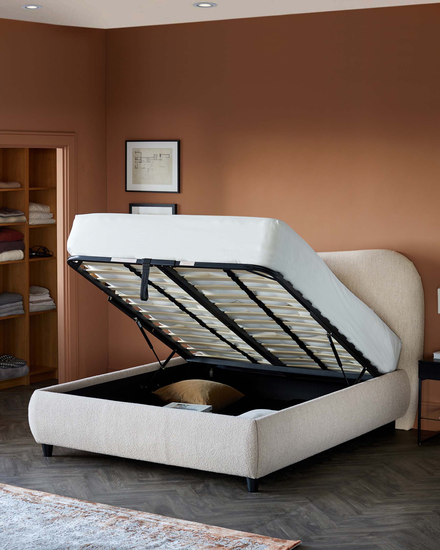 Lani ivory boucle double ottoman storage bed - Image 2