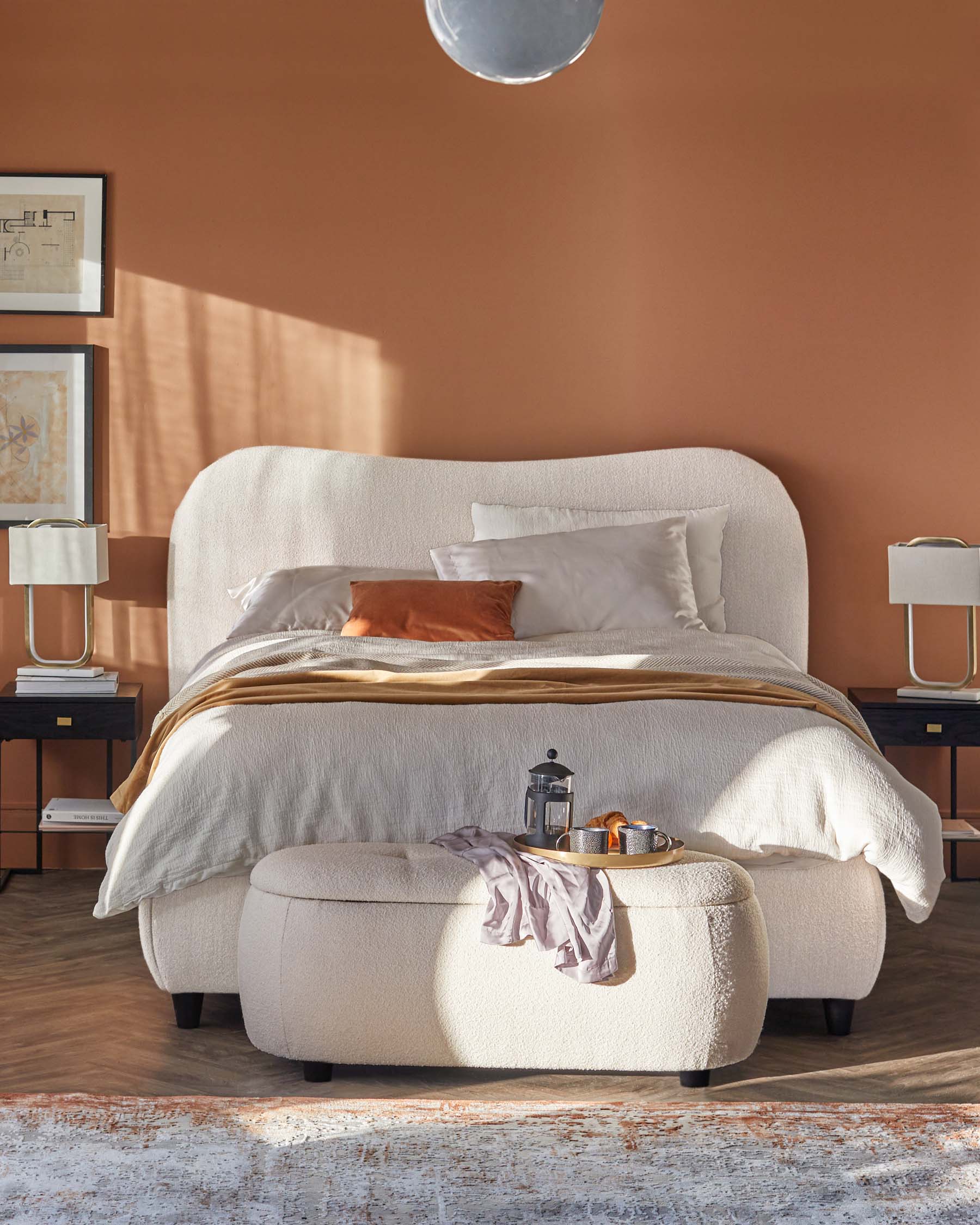 Lani ivory boucle king ottoman storage bed - Image 4
