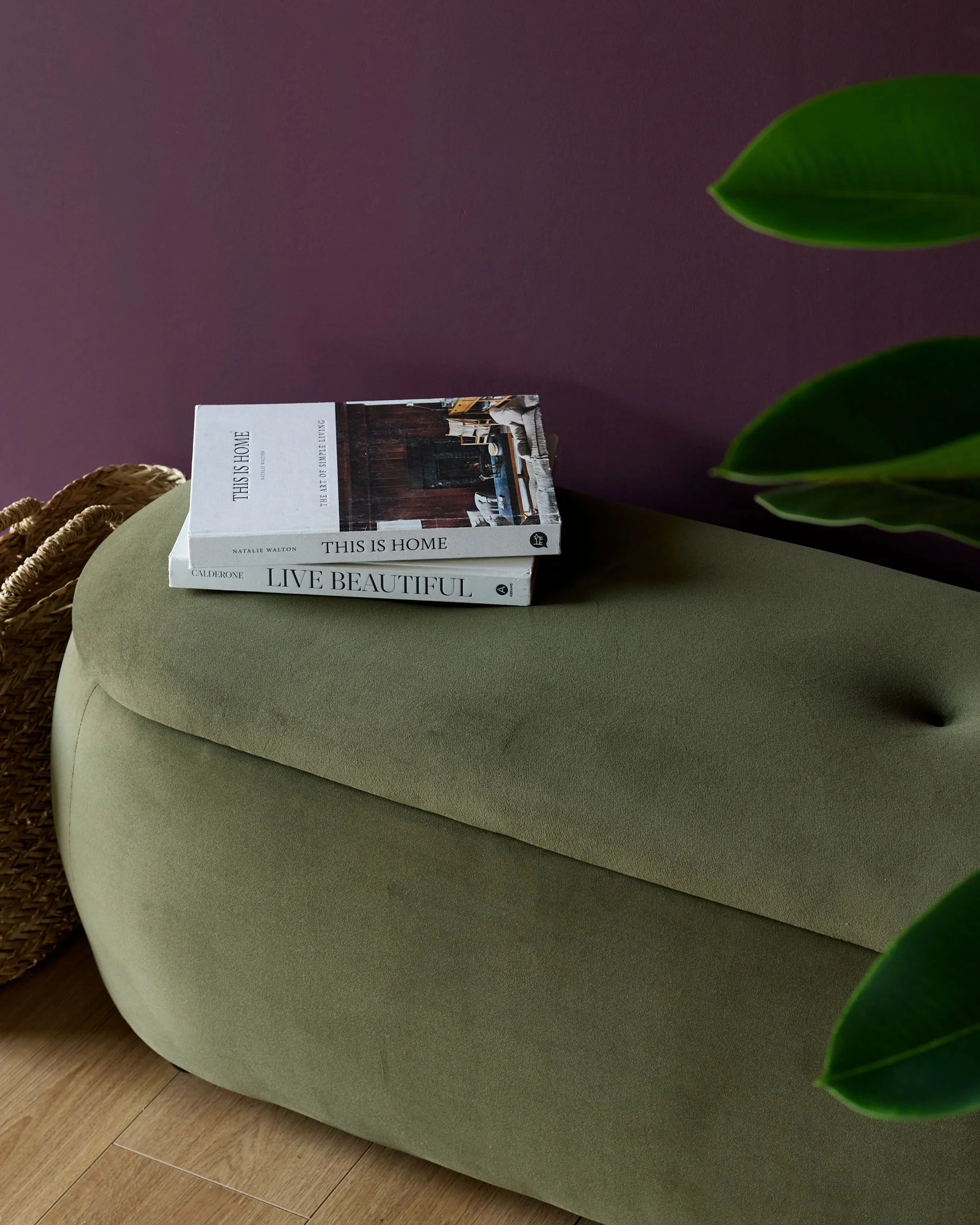 Lani olive green velvet storage ottoman bench - Image 11