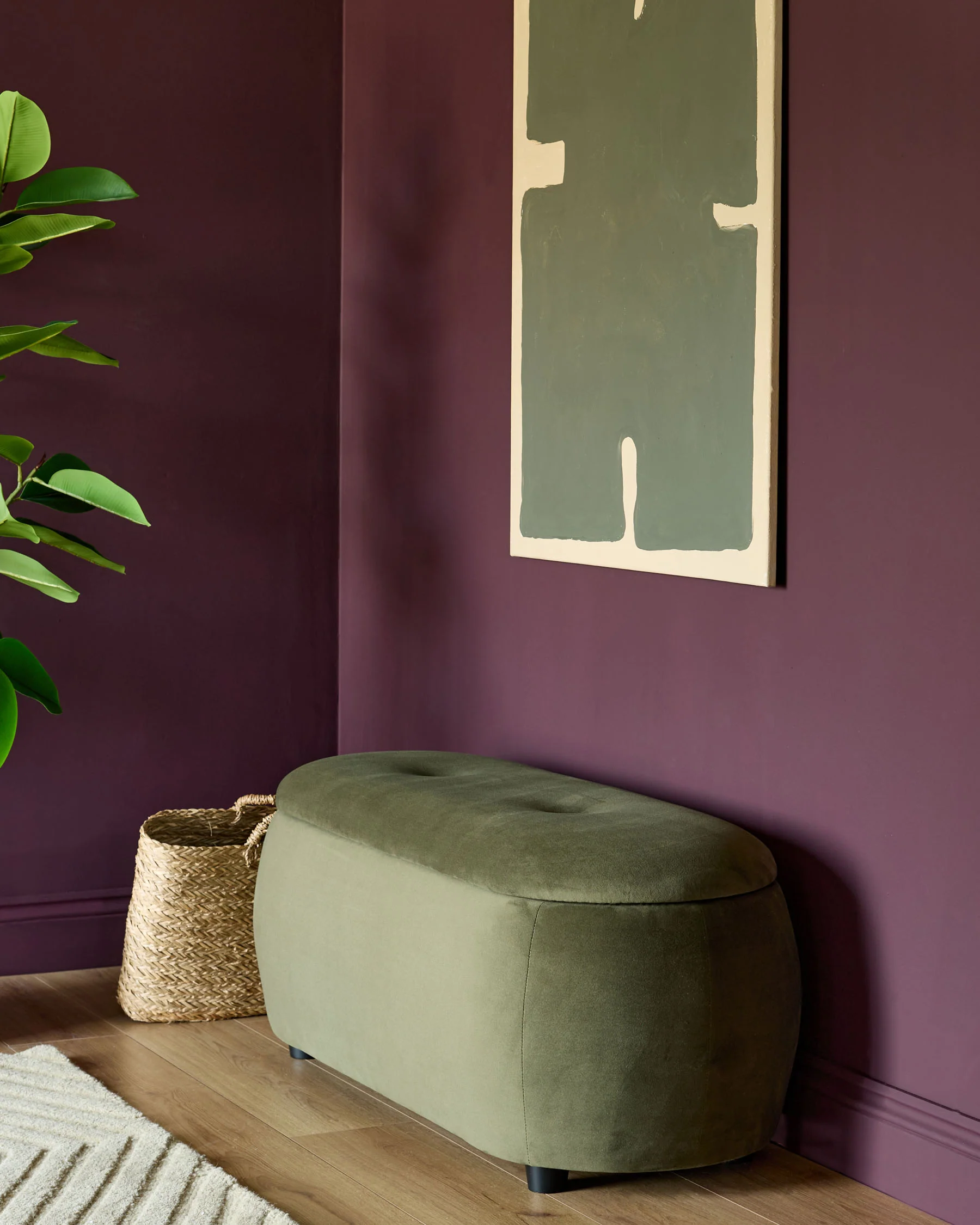 Lani olive green velvet storage ottoman bench - Image 8