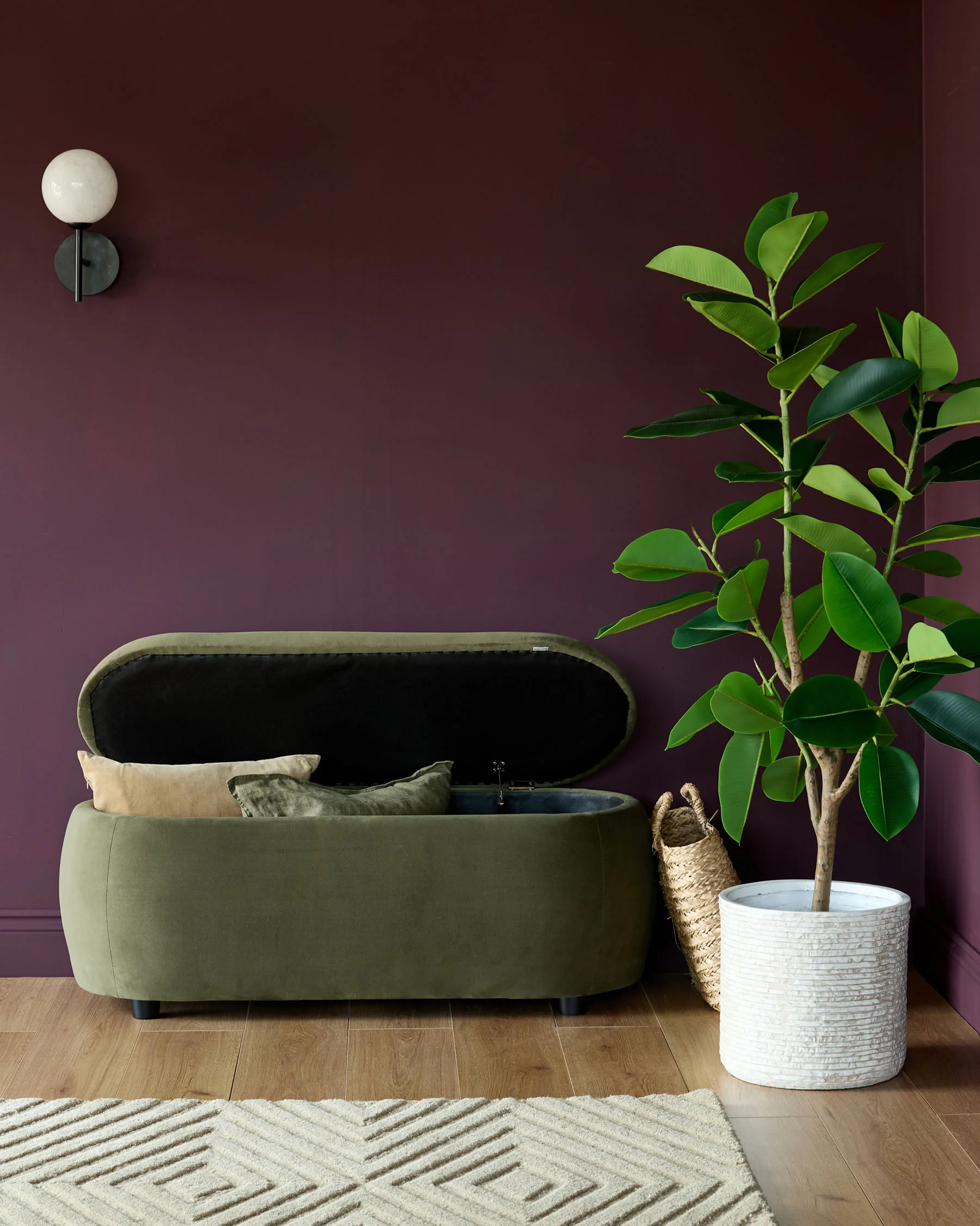 Lani olive green velvet storage ottoman bench - Image 9