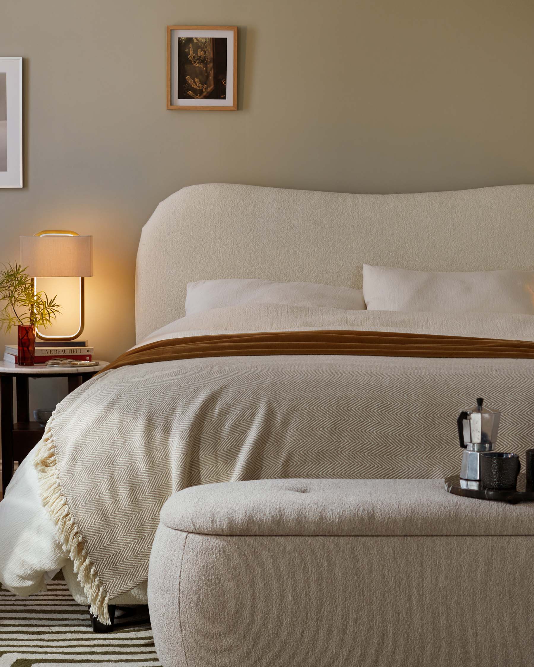 Lani ivory boucle super king ottoman storage bed - Image 4