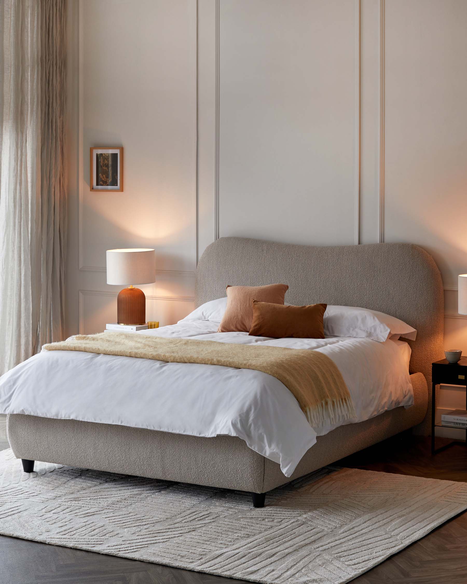 Lani Soft Boucle Natural Super King Ottoman Storage Bed