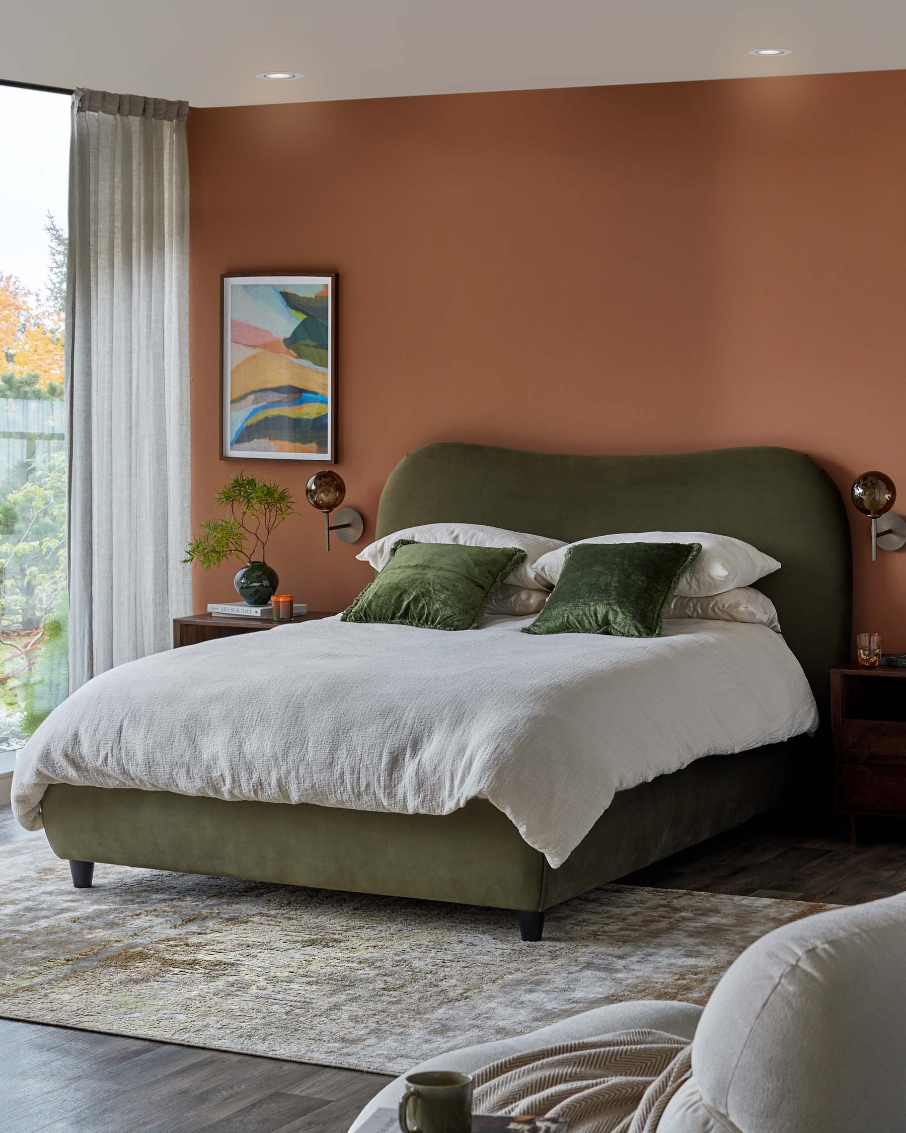 Lani olive green velvet super king ottoman storage bed - Image 3
