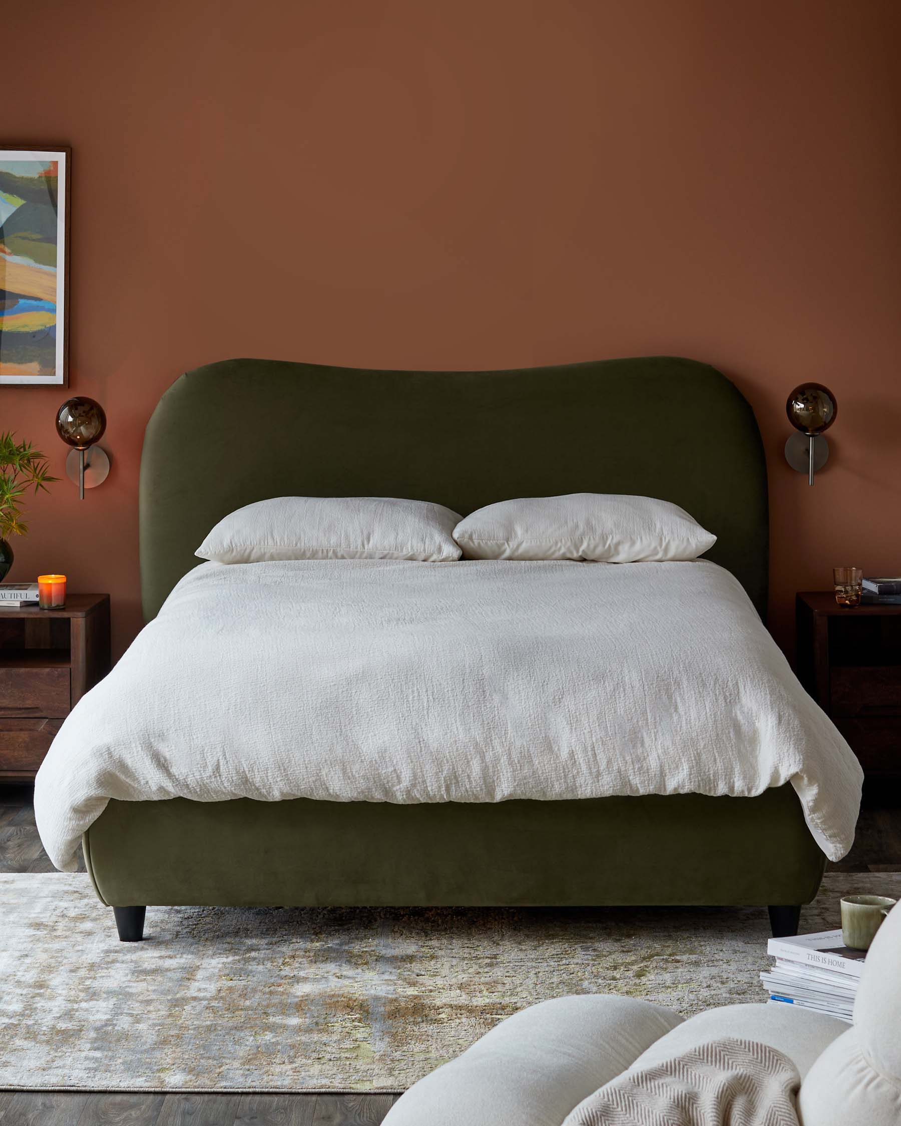 Lani olive green velvet super king ottoman storage bed - Image 5