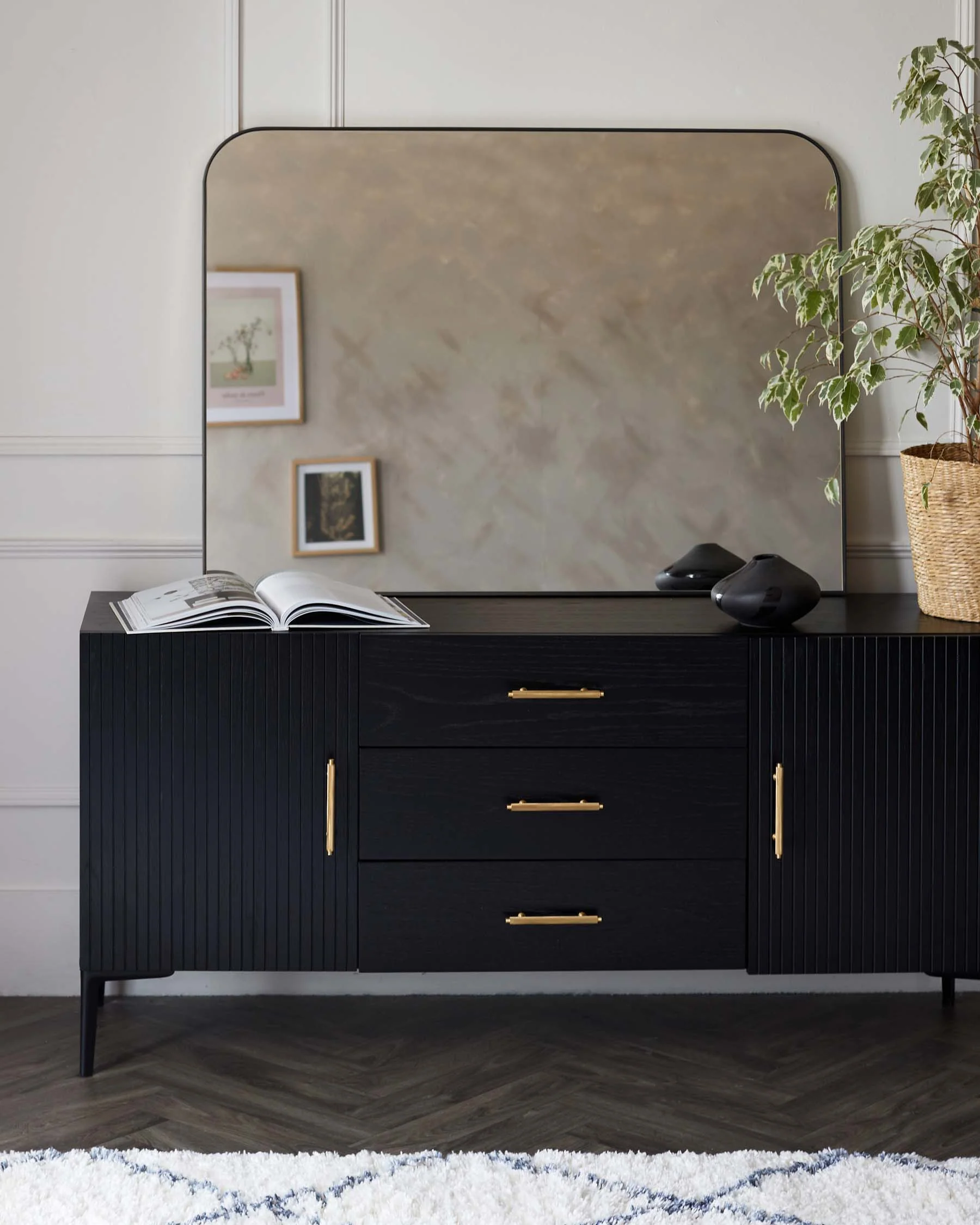 Larson Large Mantle Wall Mirror Black - Image 2