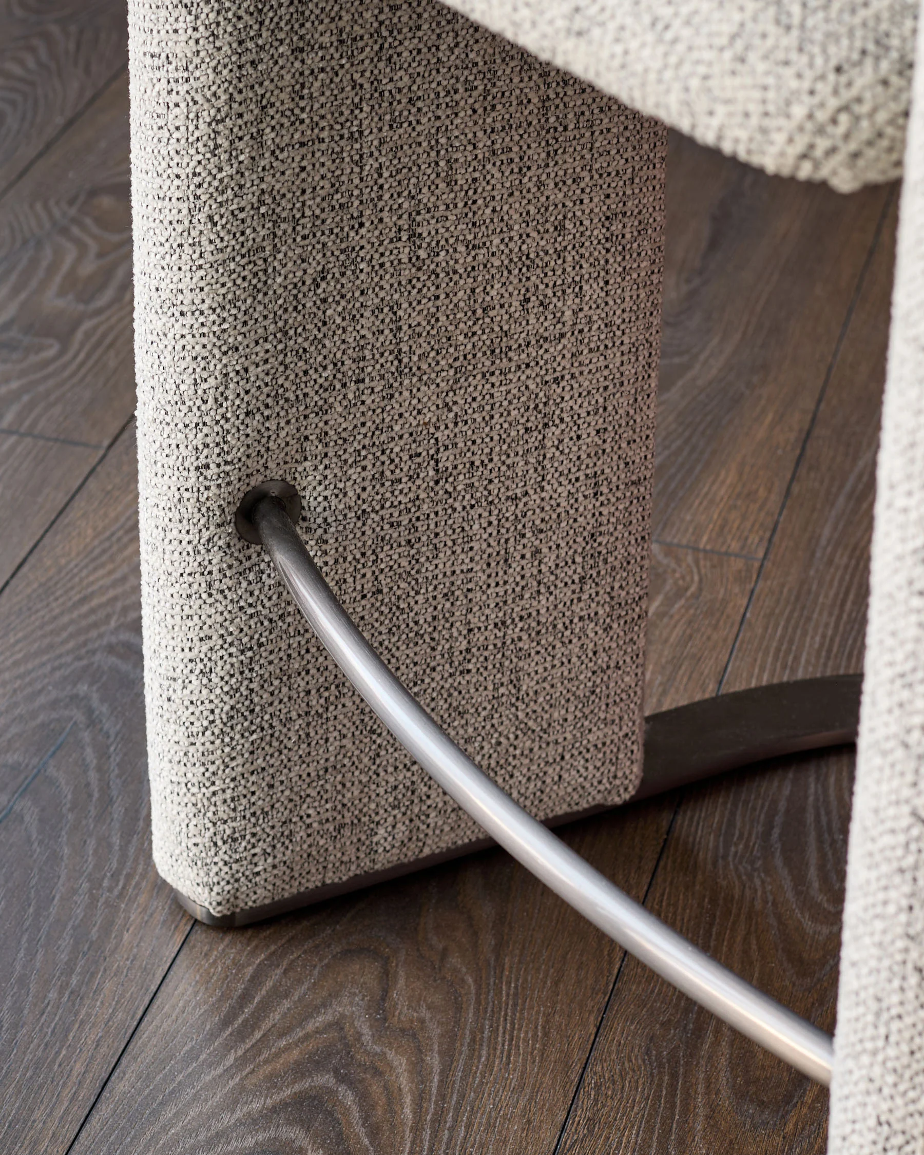 Leighton grey fabric black steel cantilever bar stool - Image 6