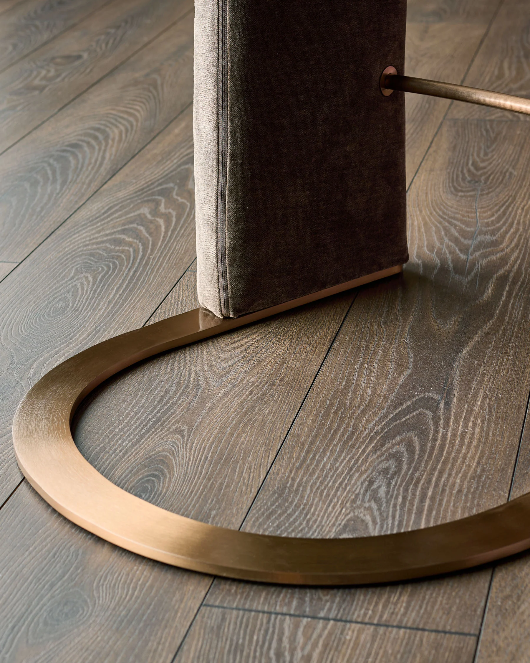 Leighton mocha chenille brushed bronze cantilever bar stool - Image 8